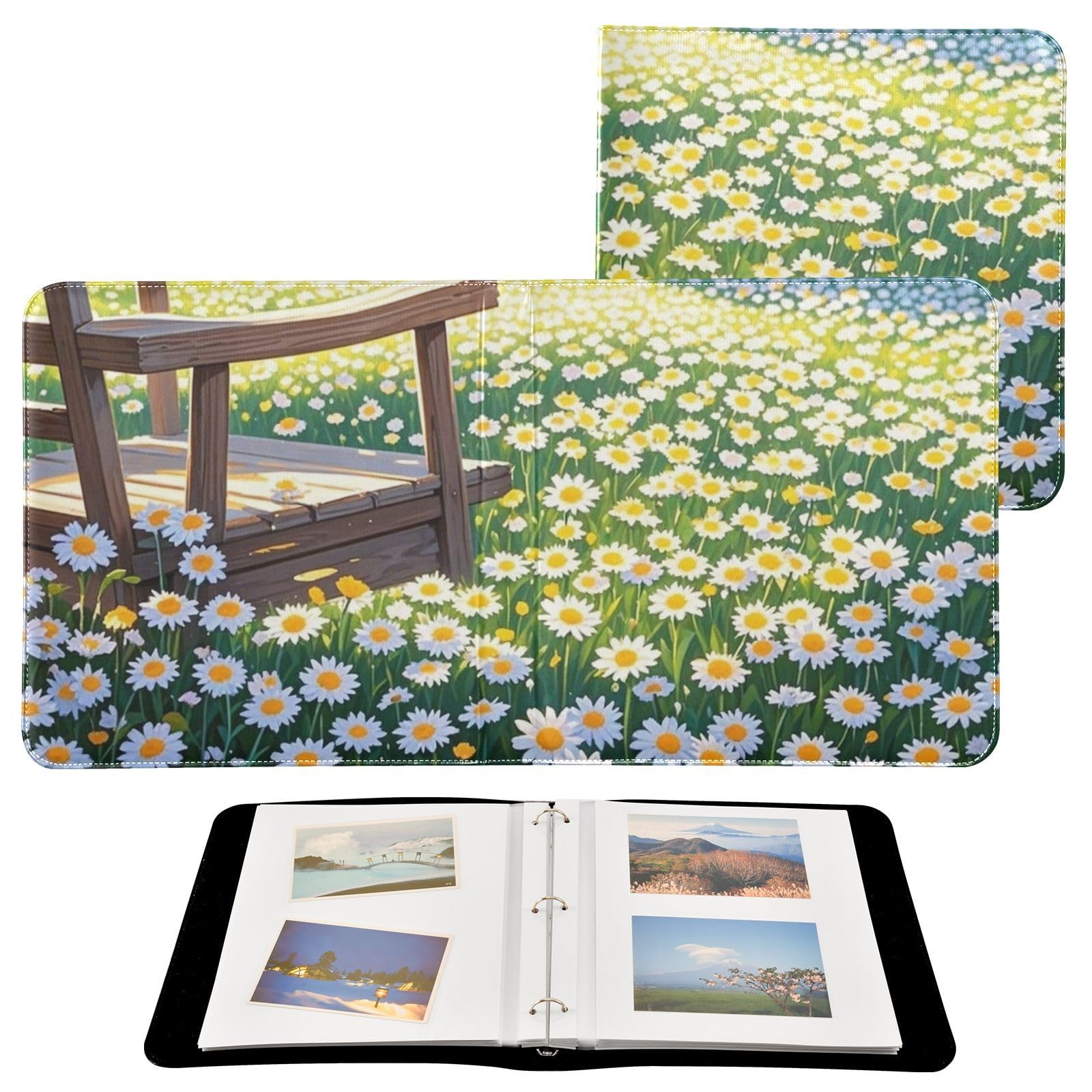 Photo Album 4x6, 5x7,6x8,Artificial Leather Photo Albums with 20 Detachable Sheets Daisy Pattern for Family Wedding,Multi 15