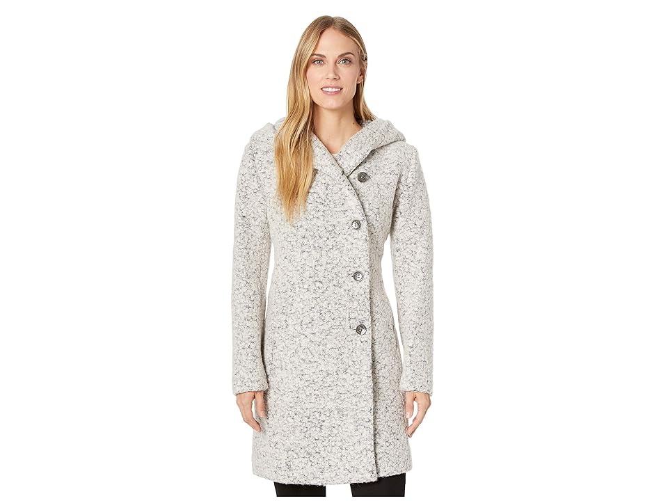 

Cole Haan Sweater Wool Button Front Coat (White/Grey) Women's Clothing