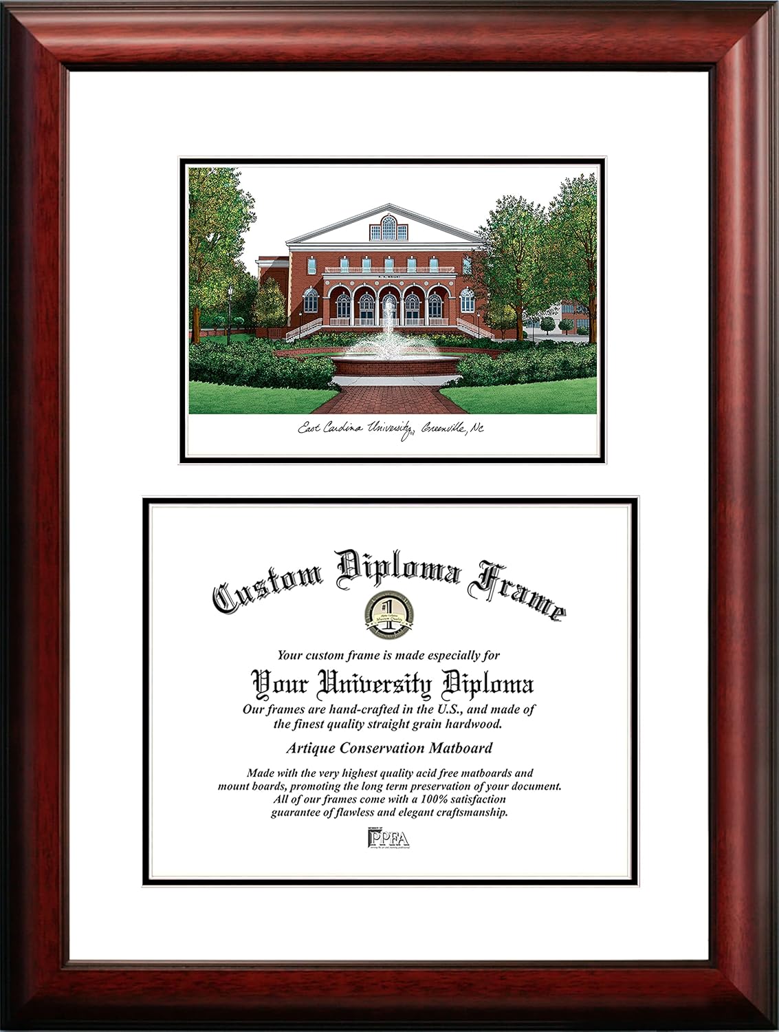 Campus Images NC995V East Carolina University Scholar Diploma Frame, 11" x 14"