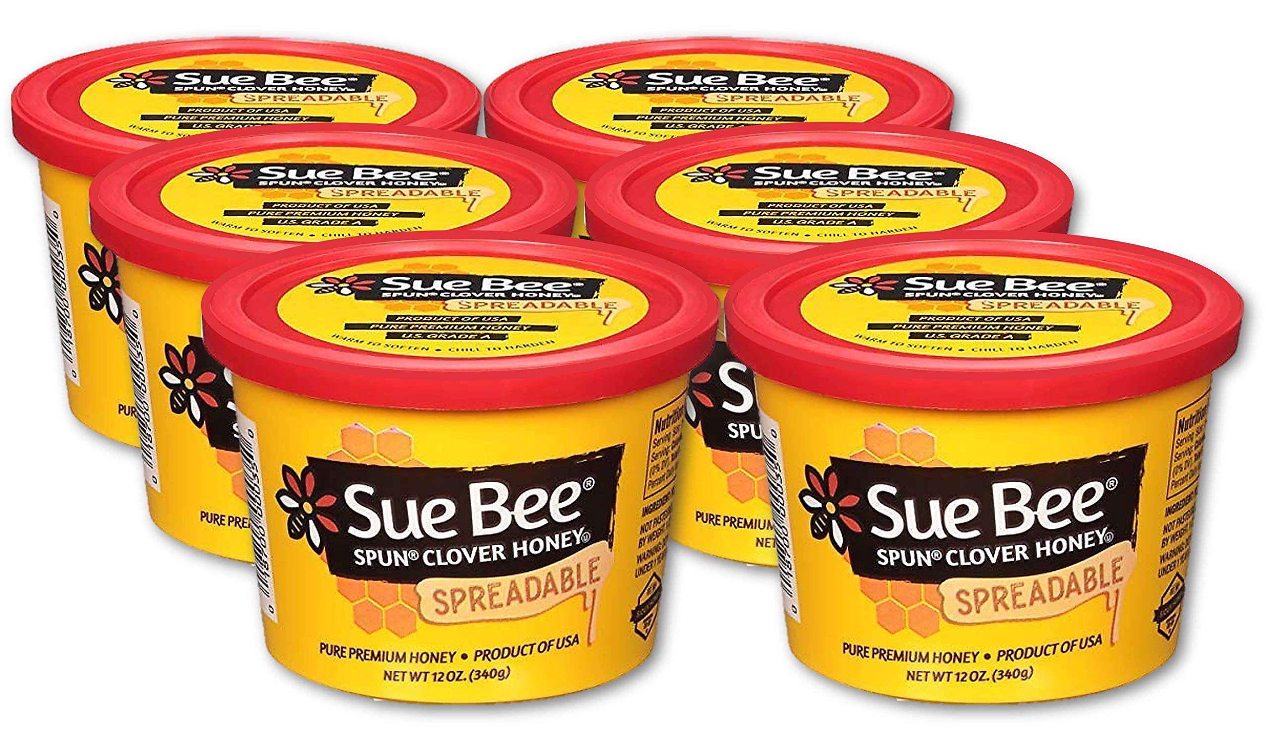 Sue BeeSpun Honey From USA Beekeepers, 12 oz, Pack of 6