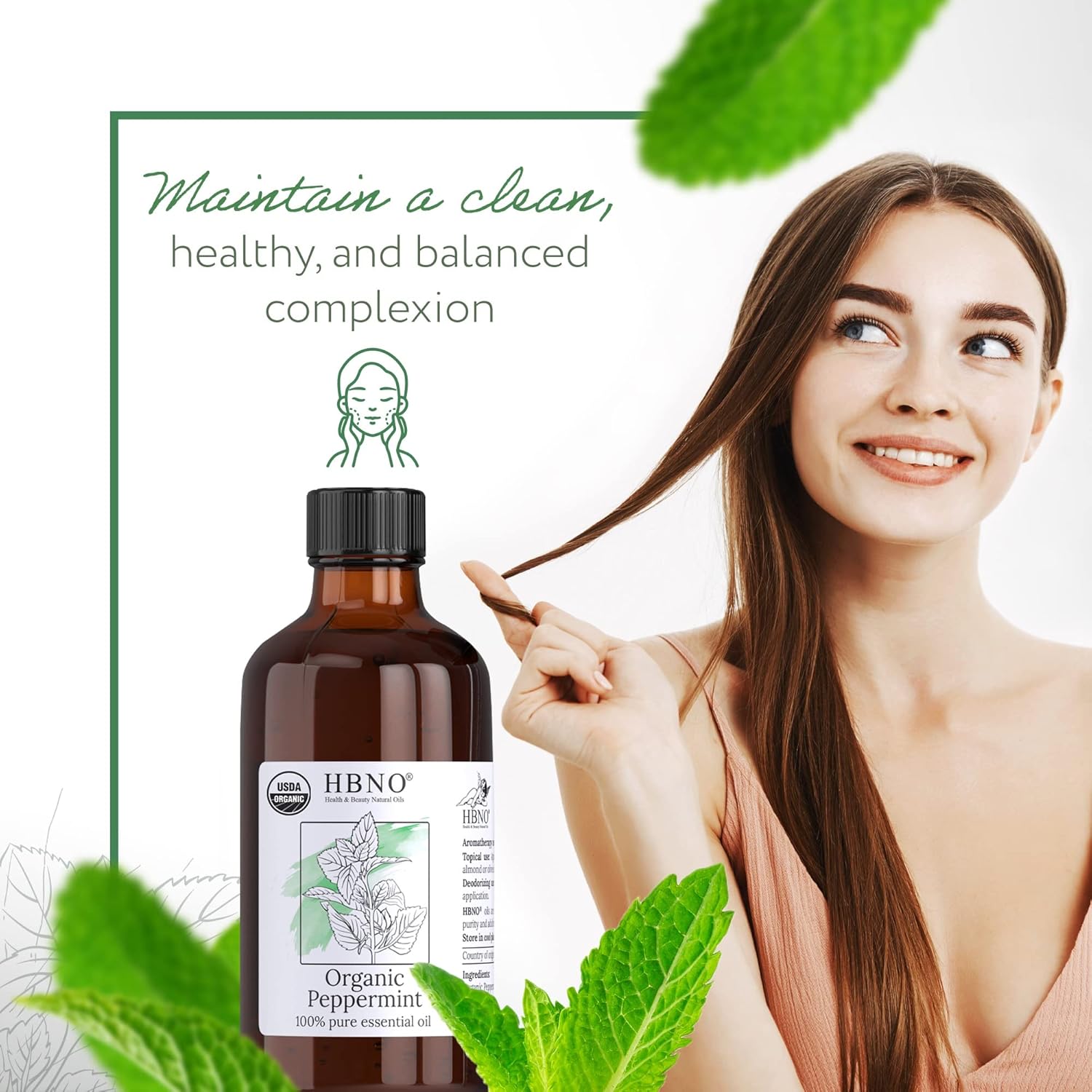 Buy HBNO Organic Peppermint Essential Oil 4 oz (120ml) - 100 ...