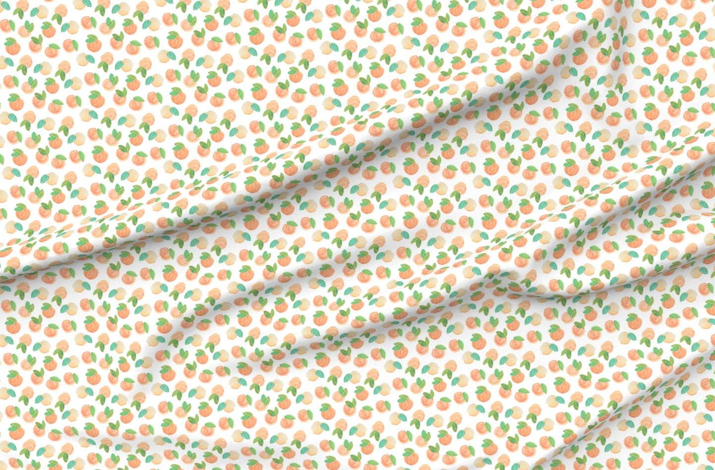 Spoonflower Fabric - Sweet Peach Small Peaches Watercolor Fruit Printed on Organic Cotton Sateen Fabric by The Yard - Sewing Quilting Apparel Home Decor