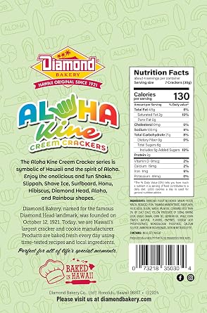 Diamond Bakery Aloha Kine Creem Crackers | Hawaiian Shaped Snack Crackers 13.5oz, 3-Pack (Each 4.5oz Bag Contains 4 Servings)