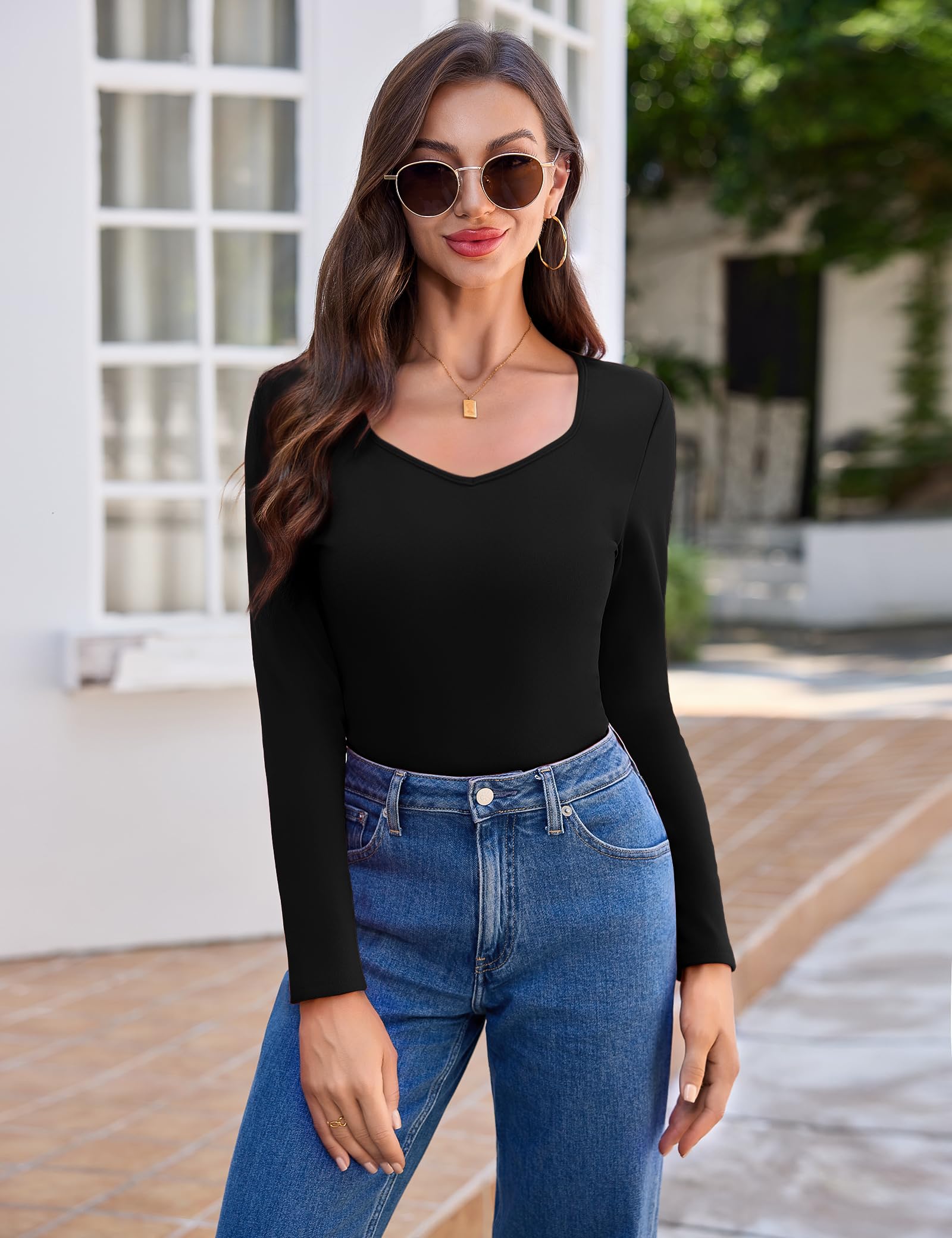 Aottori Haut Thermique Femme à Manches Longues Basic Tee Shirt Léger Slim Fit sous-vêtement Thermiques Pull Basique Chaud élégant Maillot de Corps Dessus de Base Hiver Automne