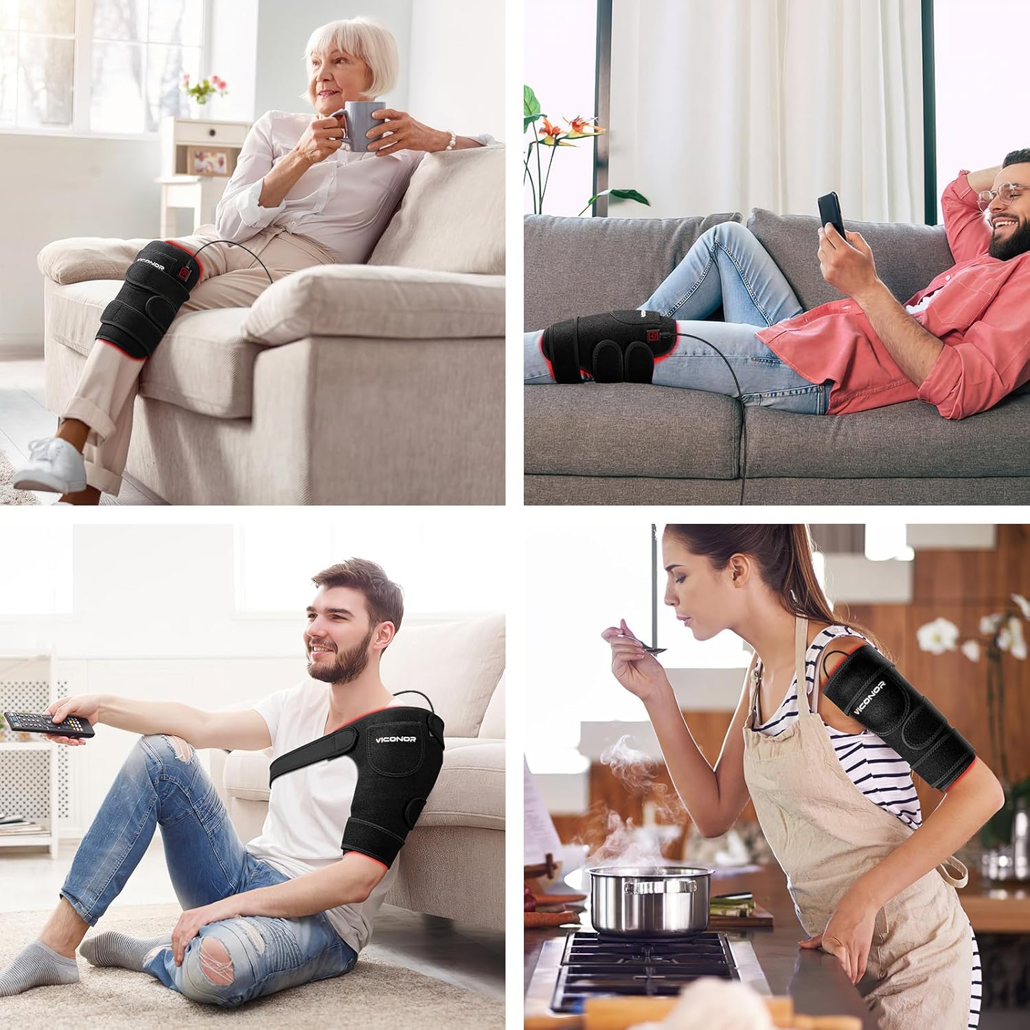 Viconor Red Light Therapy for Knee Infrared Light 660nm 850nm Knee Brace Heating Pad for Elbow Joint