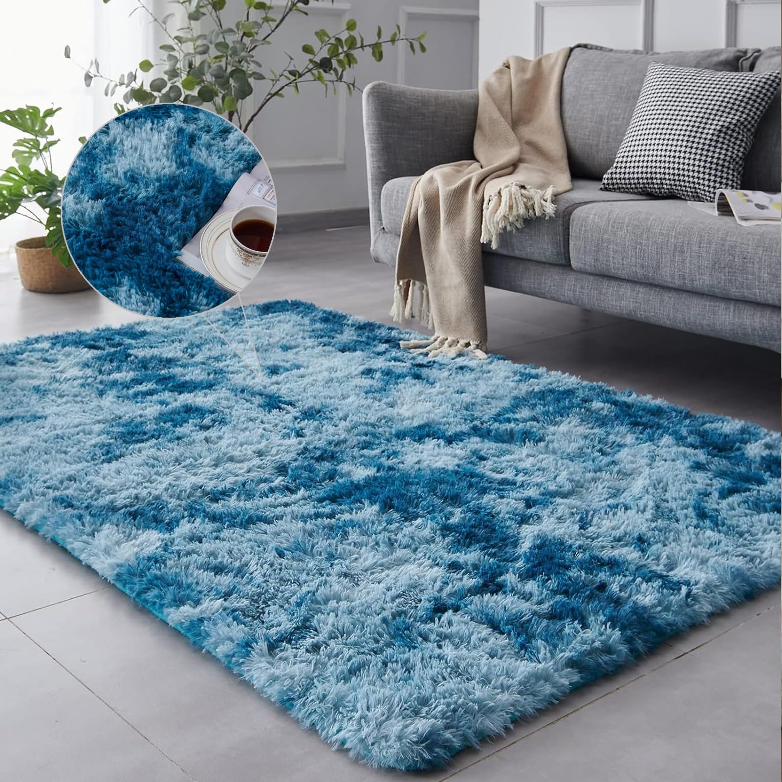 Tapis moderne de qualité supérieure NINGBAI en peluche douce 140 x 180 cm