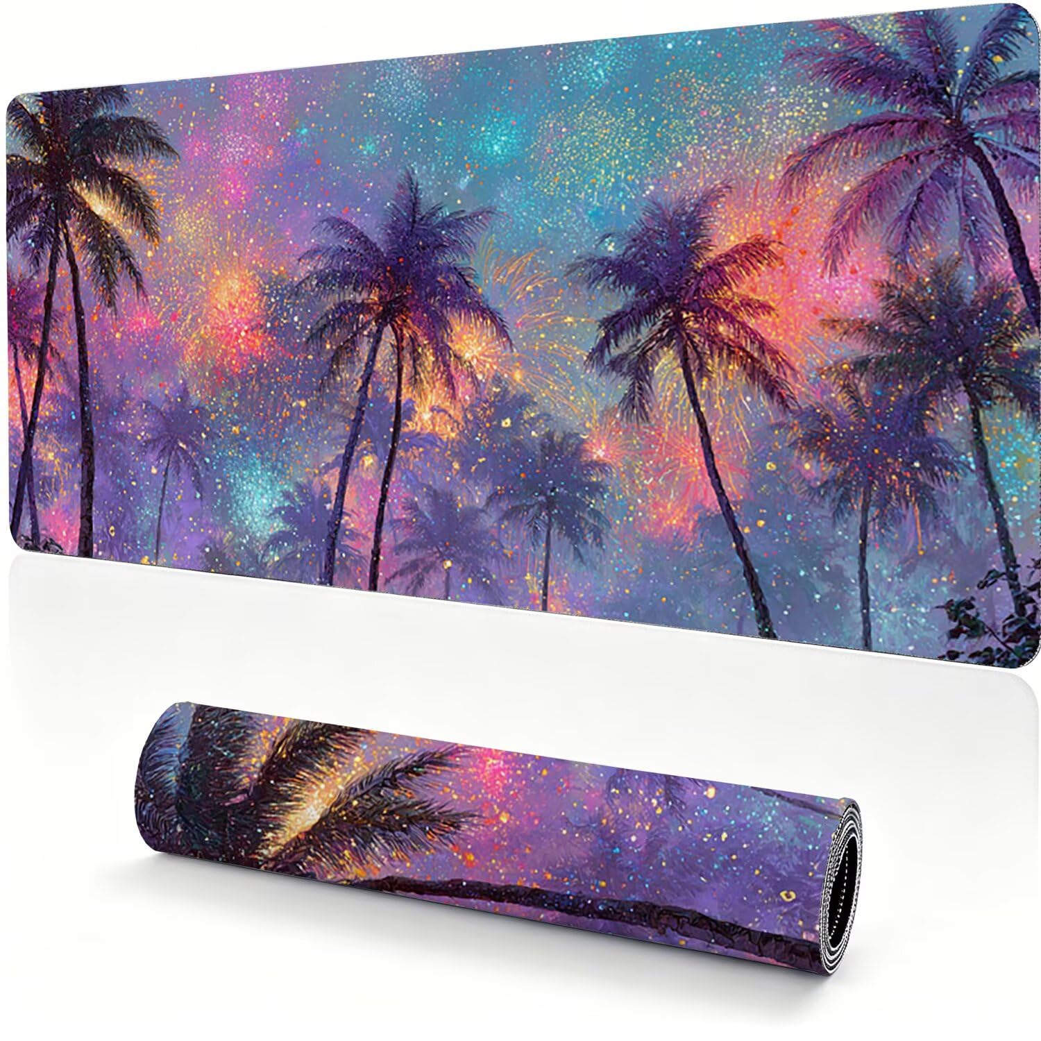 Podkładka pod mysz XXL 1000 x 500 x 4 mm, podkładka na biurko plaża fajerwerki 0x0-200