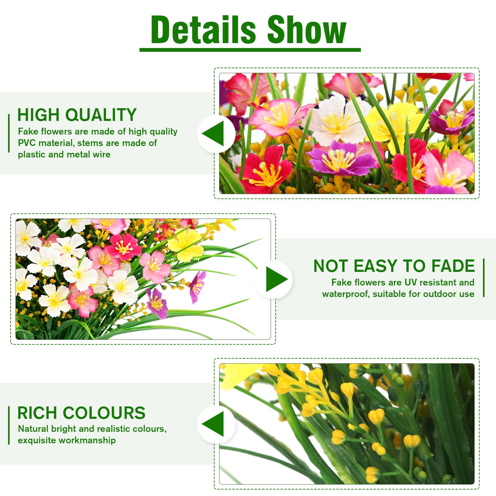 Yueshop Künstliche Blumen, UV-beständige künstliche Pflanzen, für den Außenbereich, realistische Gänseblümchen, Kunstkunststoff, Gänseblümchen, für den Innenbereich, Zuhause, Hochzeit, Veranda