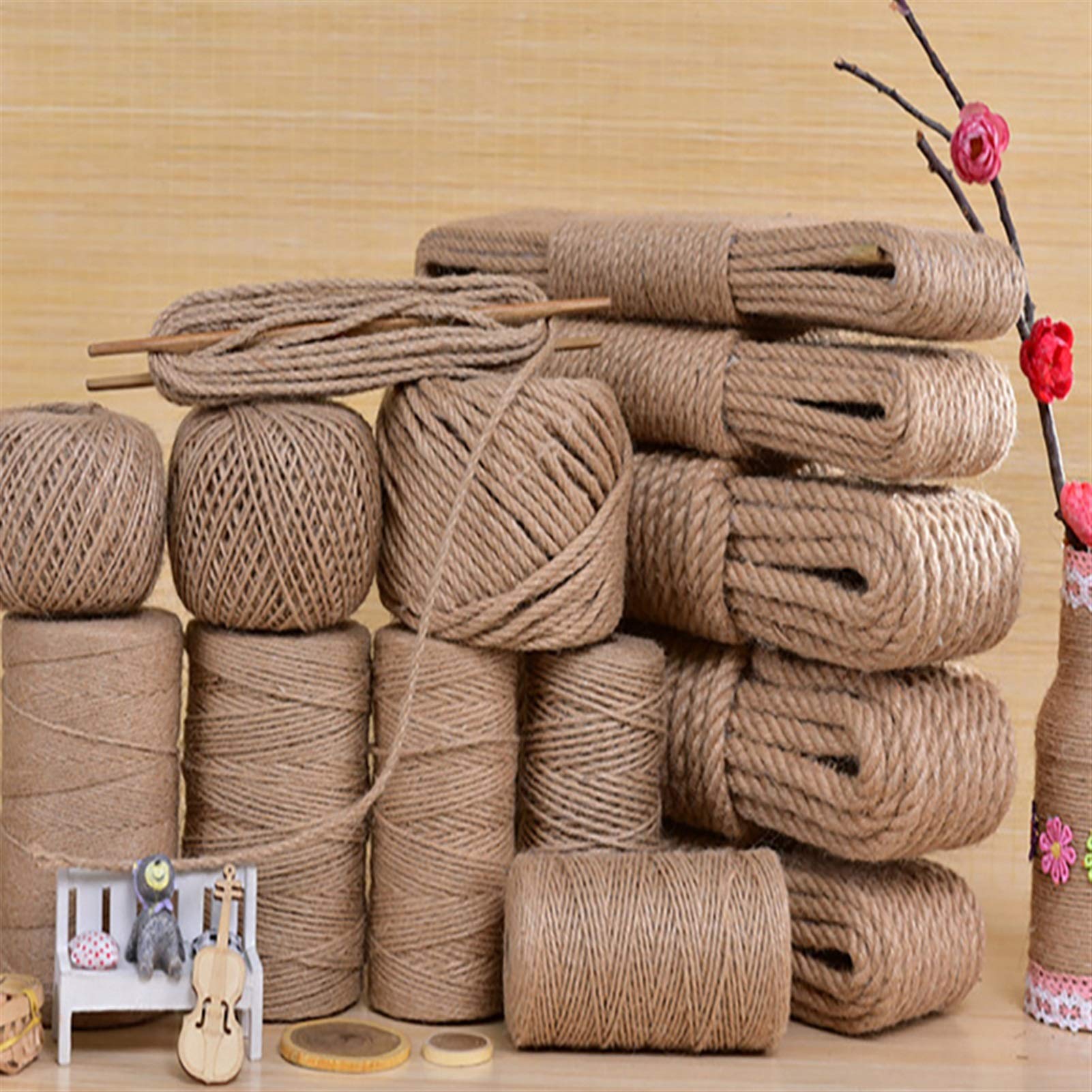 Bclla Zkenshan-Natural Jute Twine 4mm 10m-40m Jute Rope Twine Rope Hemp Cord Macrame String DIY Craft Handmade Decoration Pet Scratching, Natural Jute Fiber (Color : 10M)