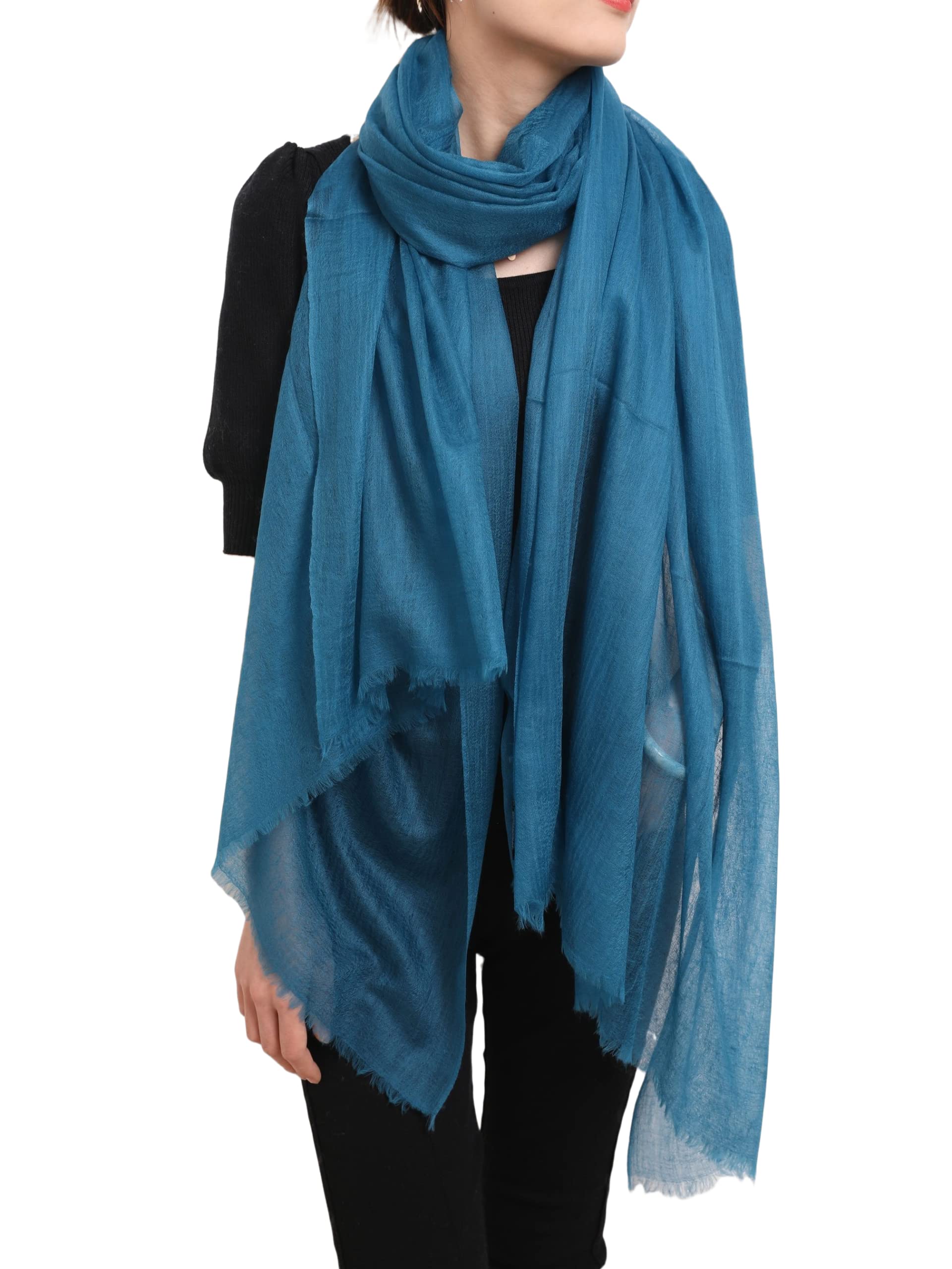Damen 100% Kaschmir feder-leicht Ring Pashmina Schal Abendkleid Stola aus hauch-dünn 200 garn Cashmere Fäden