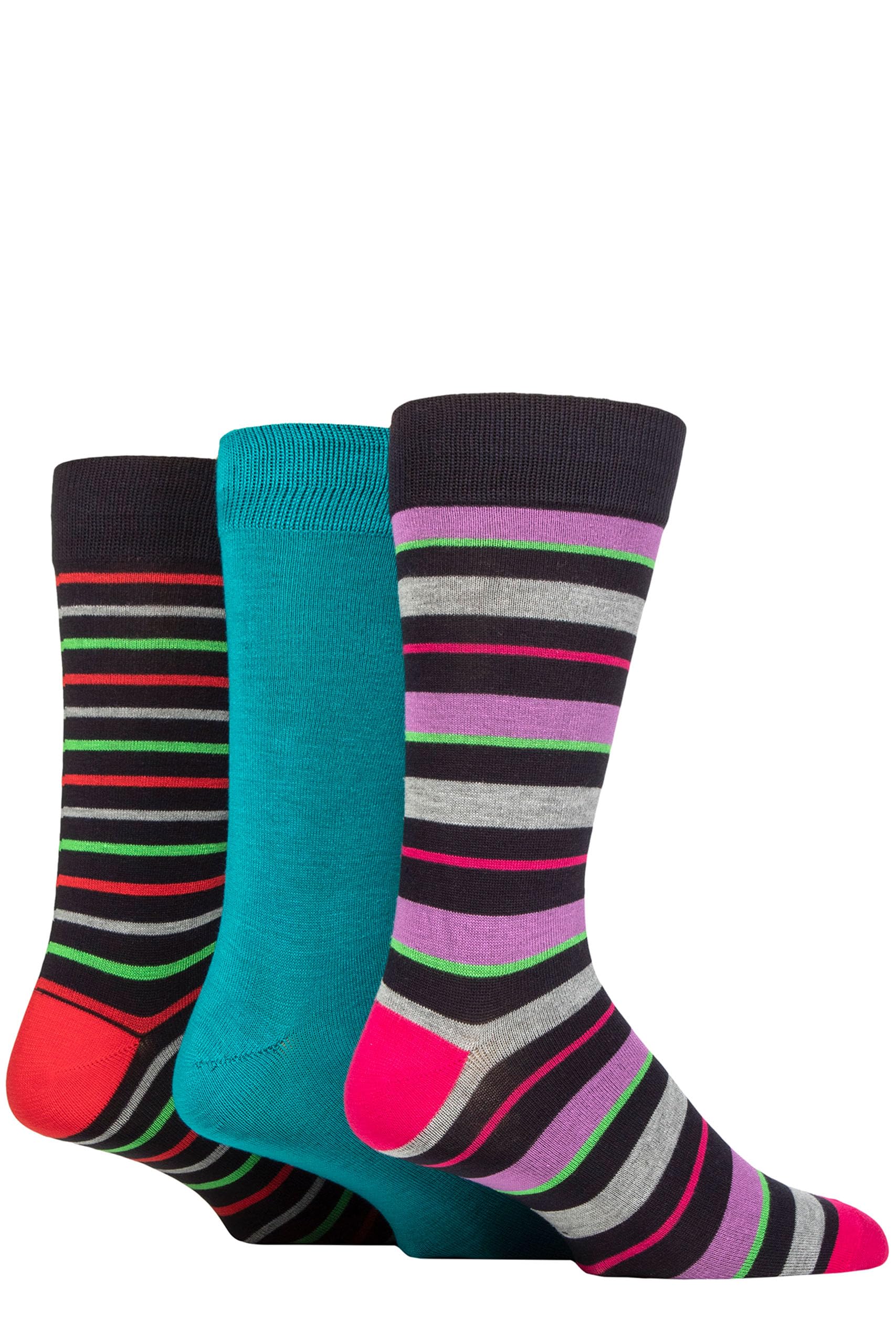SockShop Wildfeet Mens Patterned, Spots and Stripes Bamboo Socks Pack of 3 (7-11, Stripey Navy)