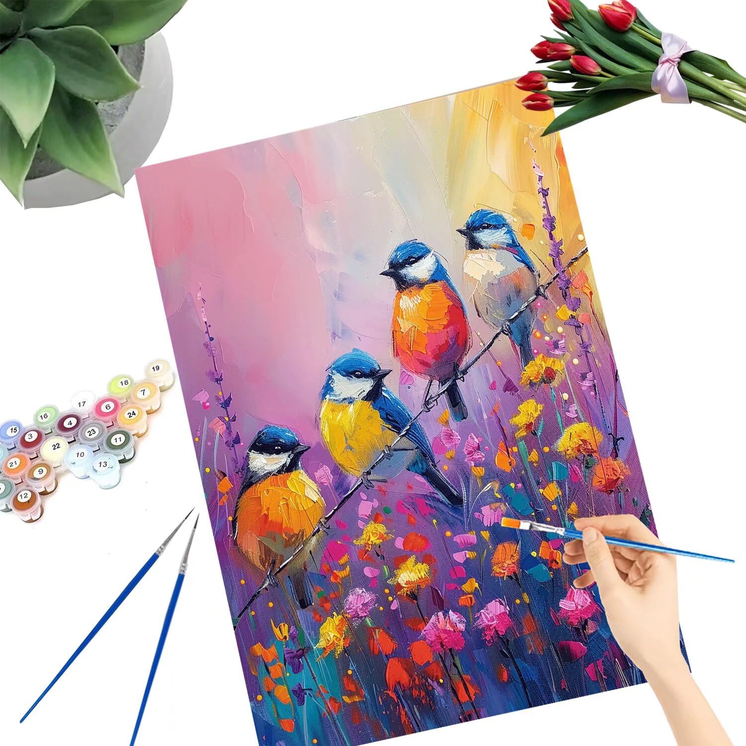 Pintar por Numeros Adultos pintar por numeros niños manualidades niños 10 años, DIY Pintar por Números de Pincel y Pintura acrílica Decoraciones para el Hogar Manualidades, sin Marco 60x80cm C-88