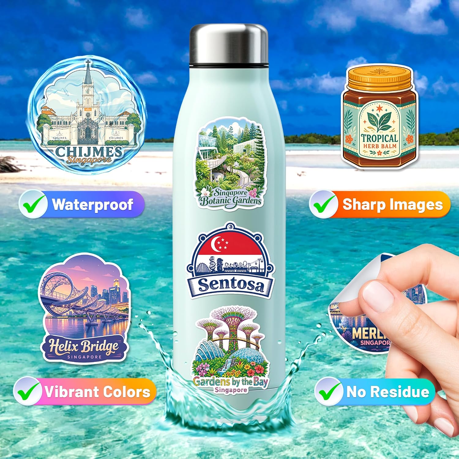 200 PCS Singapore Stickers, Travel Souvenir Decals image 4