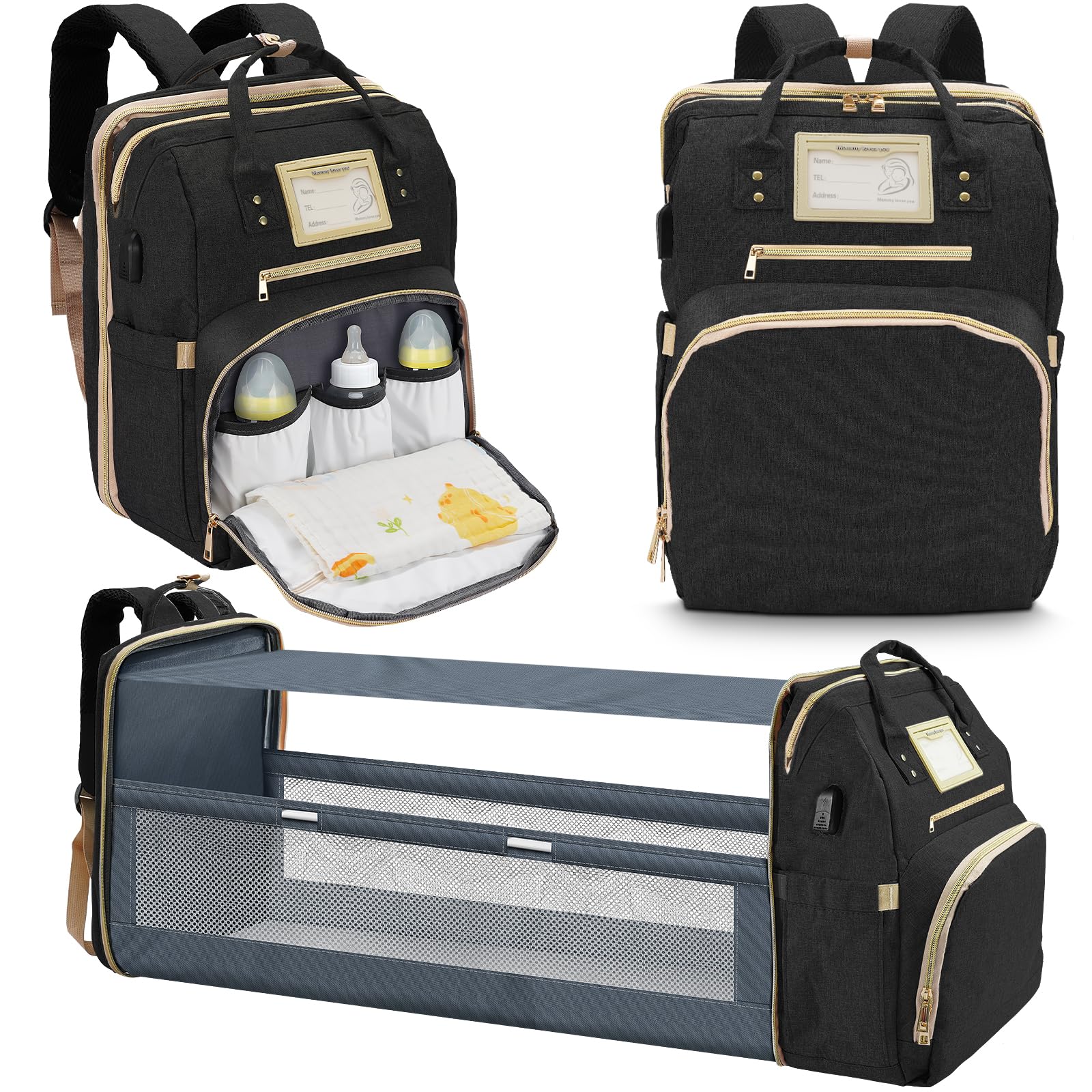 6 in 1 Diaper Bag Backpack with Pad Shower Gifts Travel Bags for Registry Search Boys Girls Bags Newborn Essentials Accessories Stuff Unisex Dad Mom