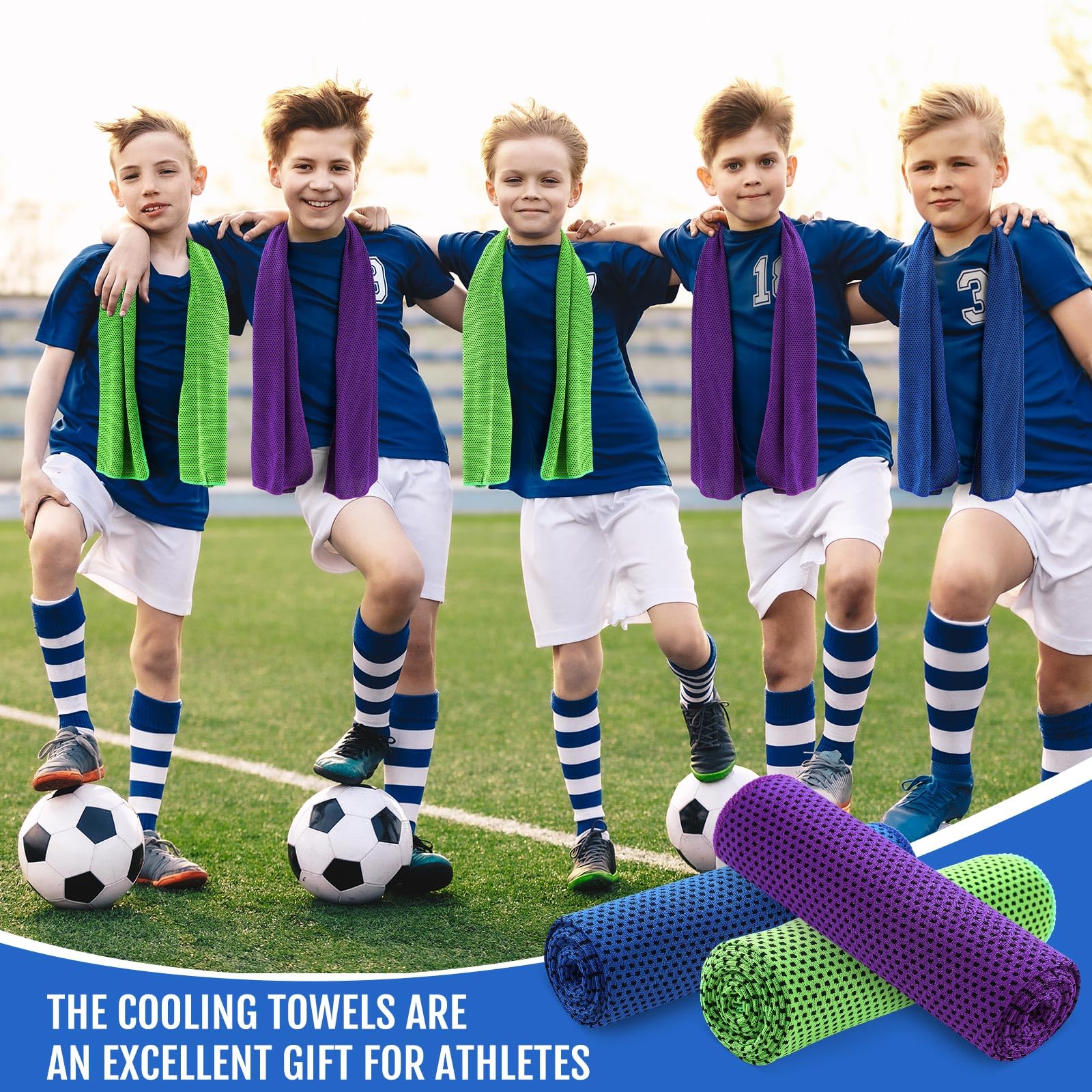 Paquete de 30 Toallas refrescantes de 40 x 12 Pulgadas, Toallas Reutilizables para el Cuello, Ideales para Deportes y Gimnasio. Toallas de enfriamiento rápido para Correr, Golf, yo