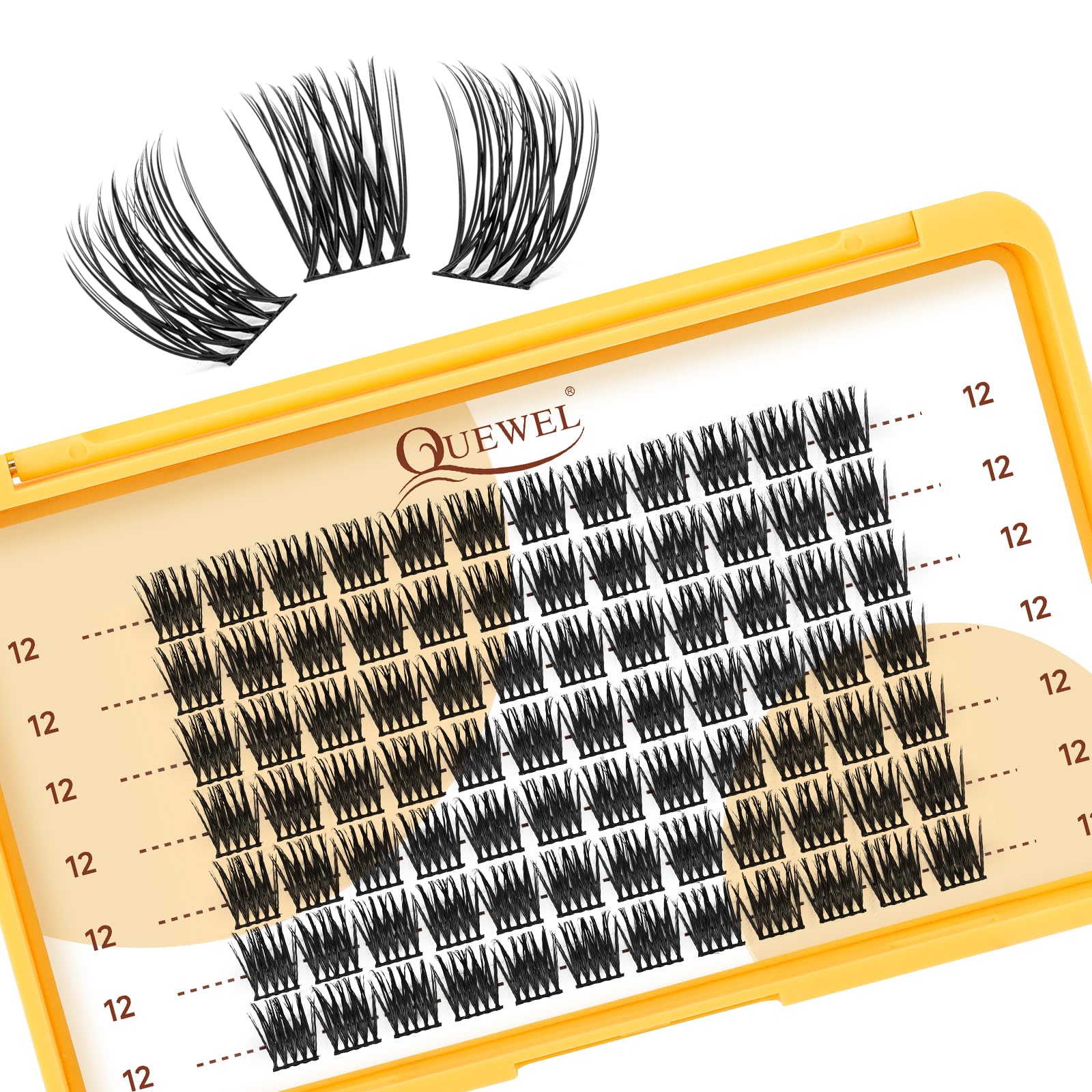 QUEWEL DIY Cluster Lashes - Individual Volume False Eyelashes, Soft & Light, Segmented, For Makeup Home Use (Honey01-D-MIX8-16mm) — view 51