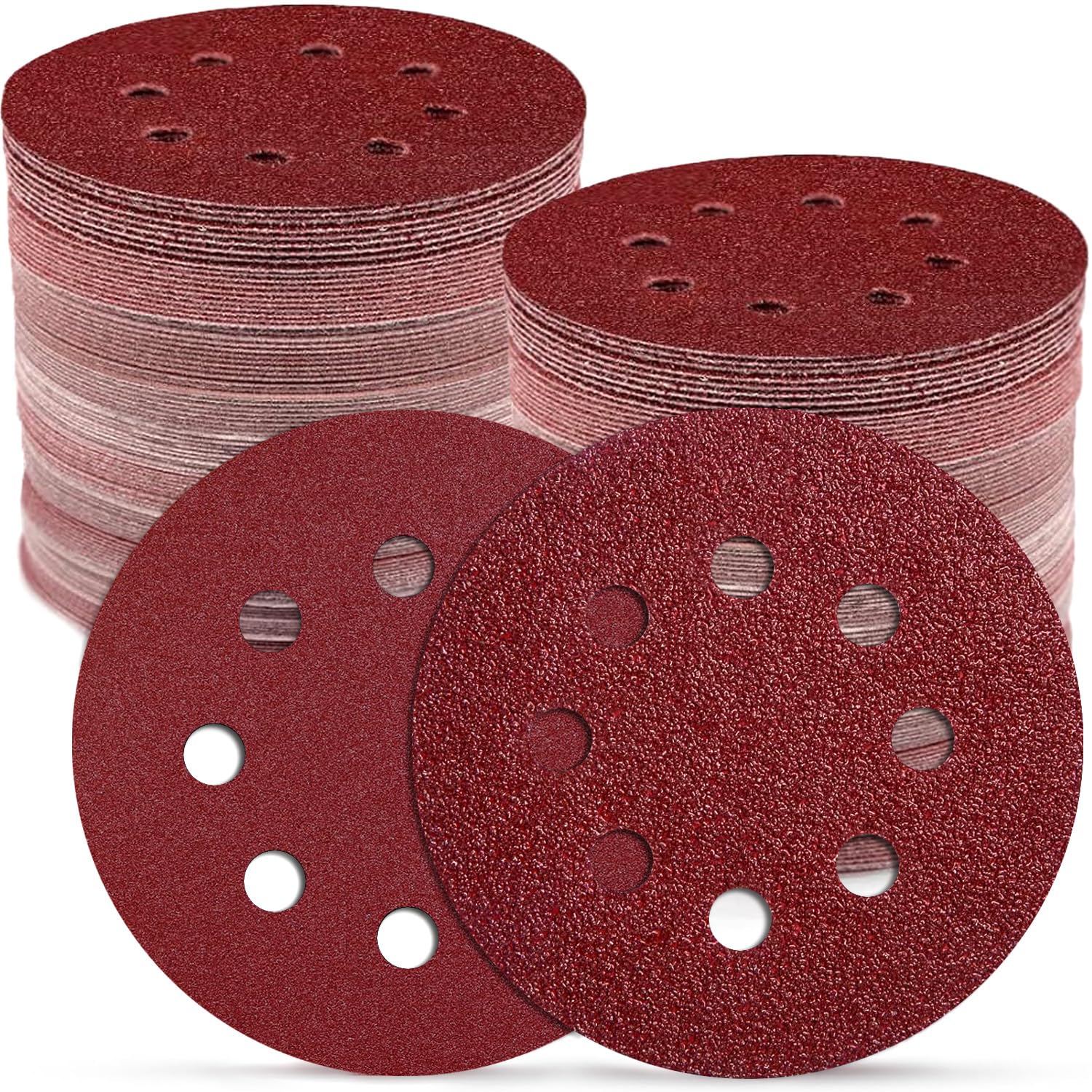 Disque Abrasif 125mm 110Pcs Papier Abrasif Rond 8 Trous Ponceuse Excentrique