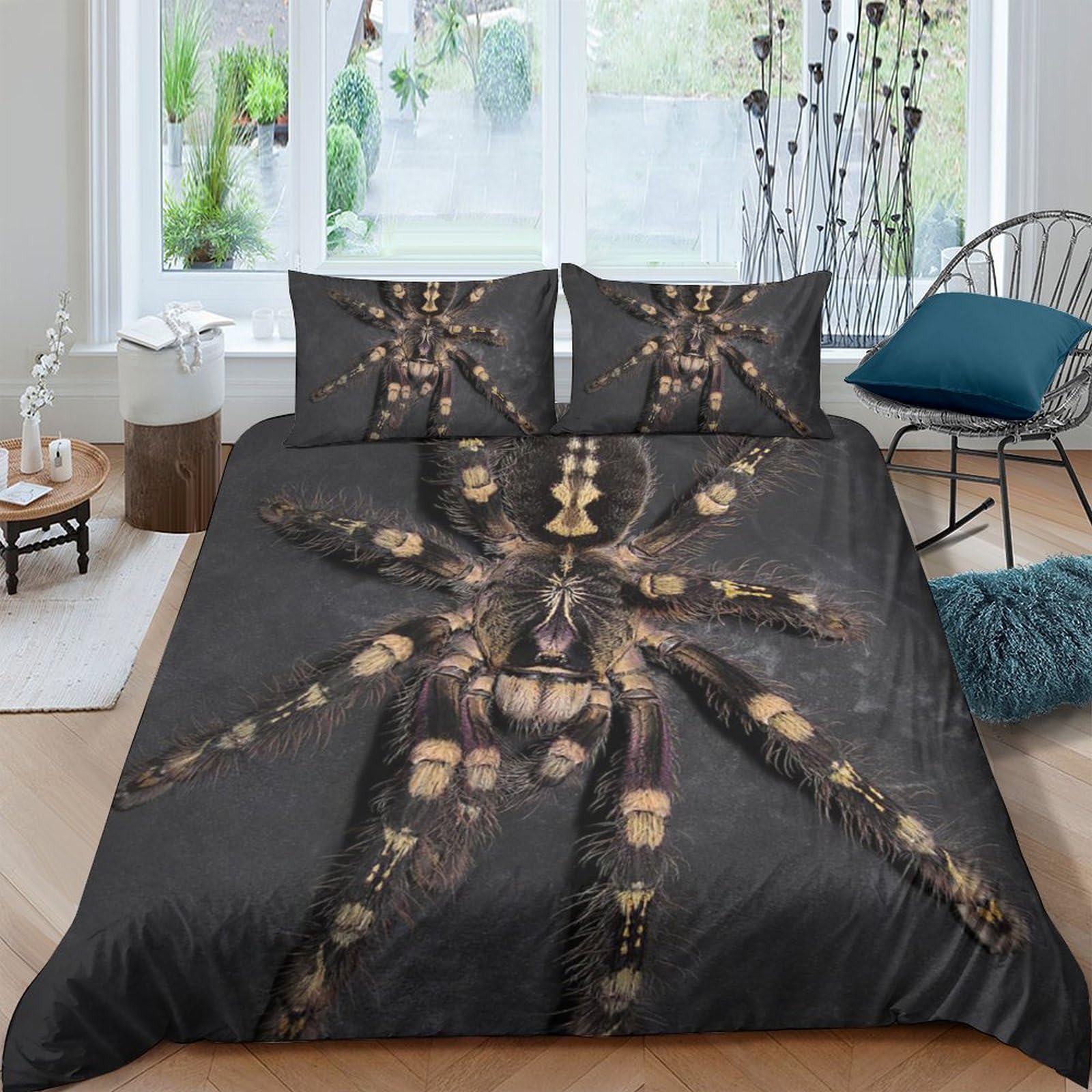 Ctjqhvkz Style-7 3D Printed Tarantula Fitted Sheet Microfiber Soft Dark Spider Bed Cover For Bedroom Decor Dorm Mattress Protection Single（135X200cm）
