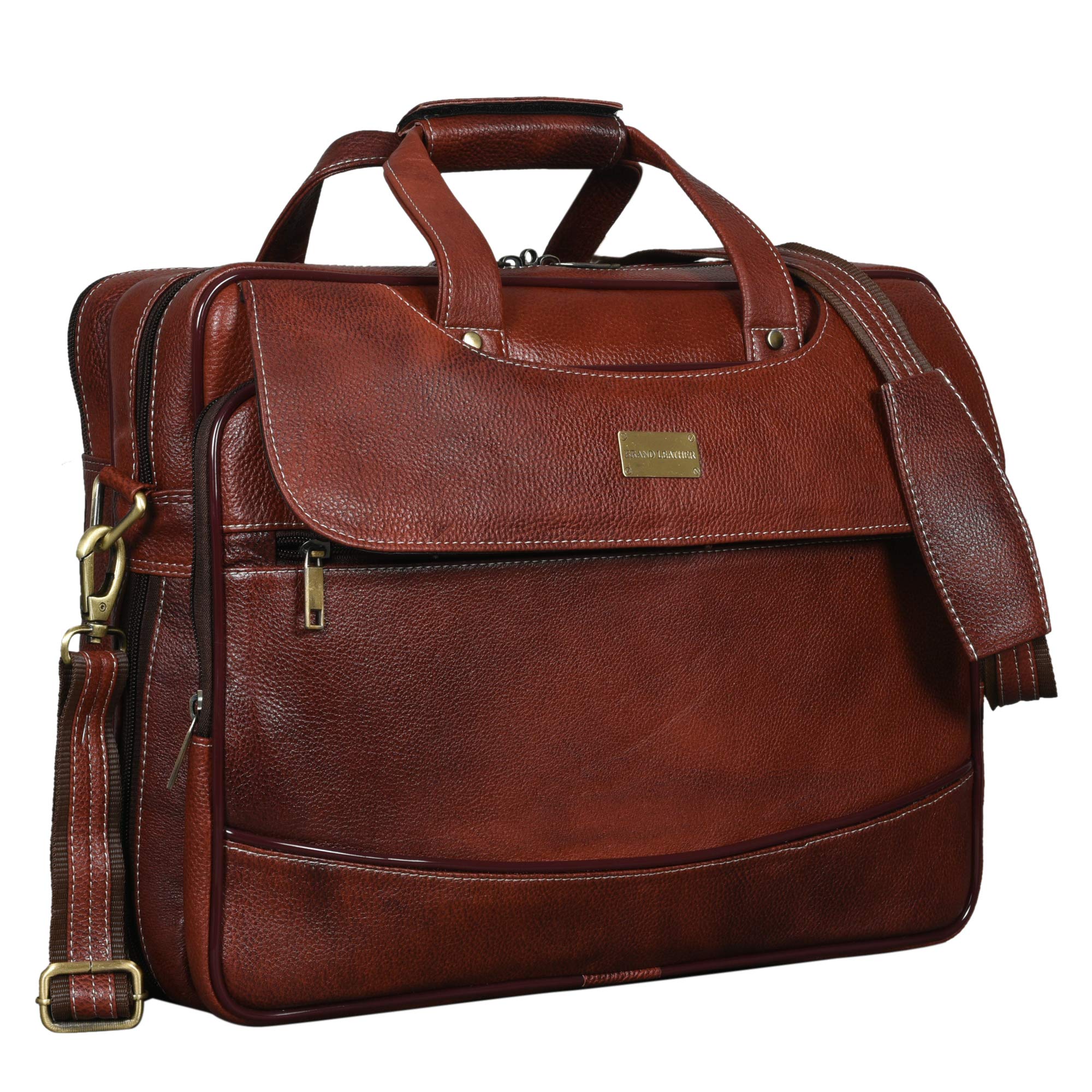 BRAND LEATHER Genuine Leather 16 inch Laptop Messenger Bag with 360 Days Warranty (Brown) (B08G53FRG6) Amazon Price History, Amazon Price Tracker