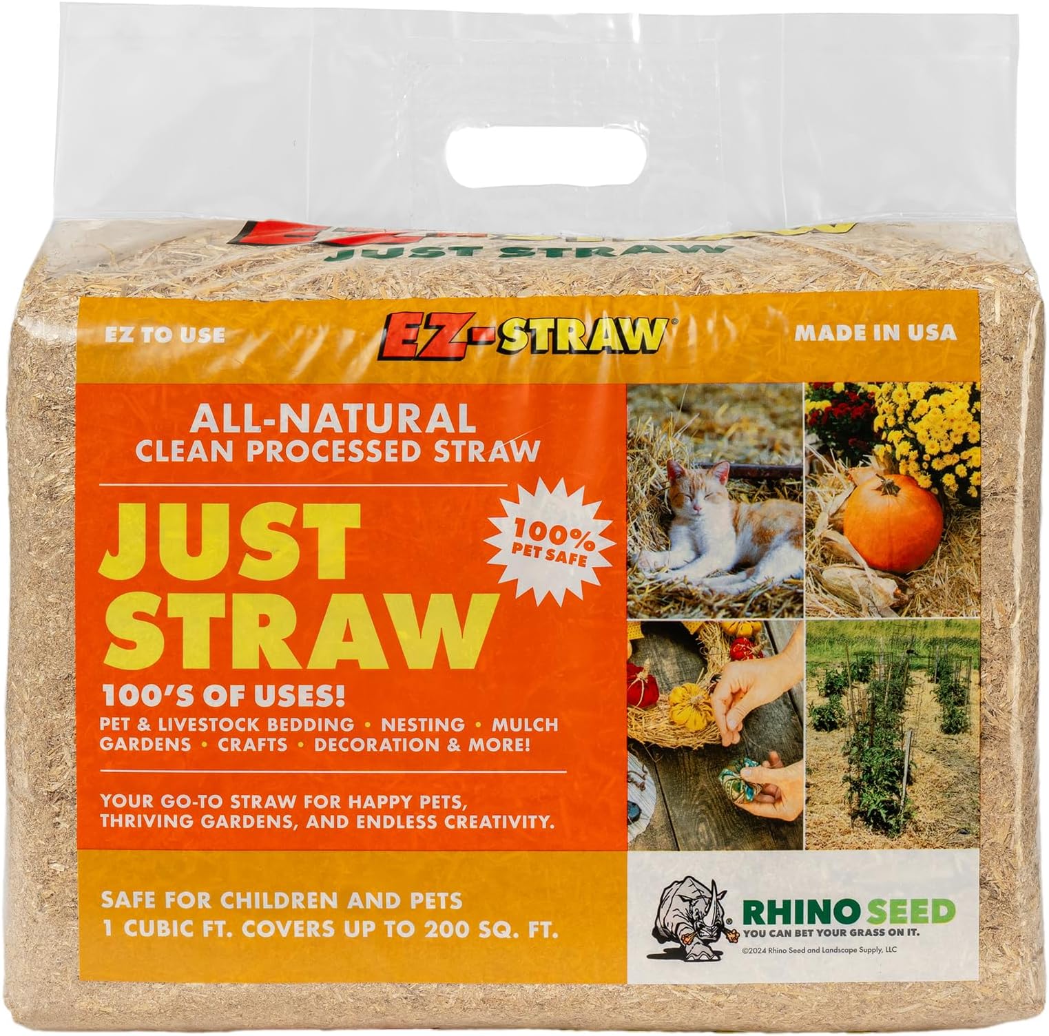 EZ-Straw® Just Straw Clean Processed Straw – Multi Purpose - Small Bale (1 Cubic Foot)