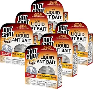 Hot Shot Ultra Liquid Ant Bait, 4 Count, Advanced Liquid Bait Technology Kills Common Household Ants Fast With No Drips Or Spills, 6 Pack