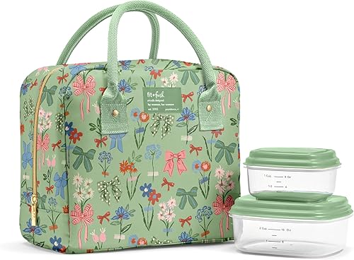 Miniatura 16 de Fit & Fresh - Bolsa de almuerzo Bloomington para mujeres - Lonchera grande aislada para el trabajo con contenedores, resistente a fugas, resistente
