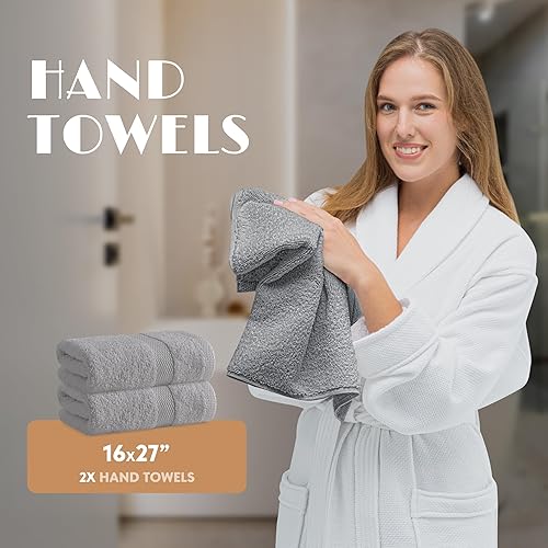 Miniatura 138 de Wealuxe - Toallas de baño blancas de 27 x 54 pulgadas, juego de toallas de algodón para baño, hotel, gimnasio, spa, suaves, extraabsorbentes