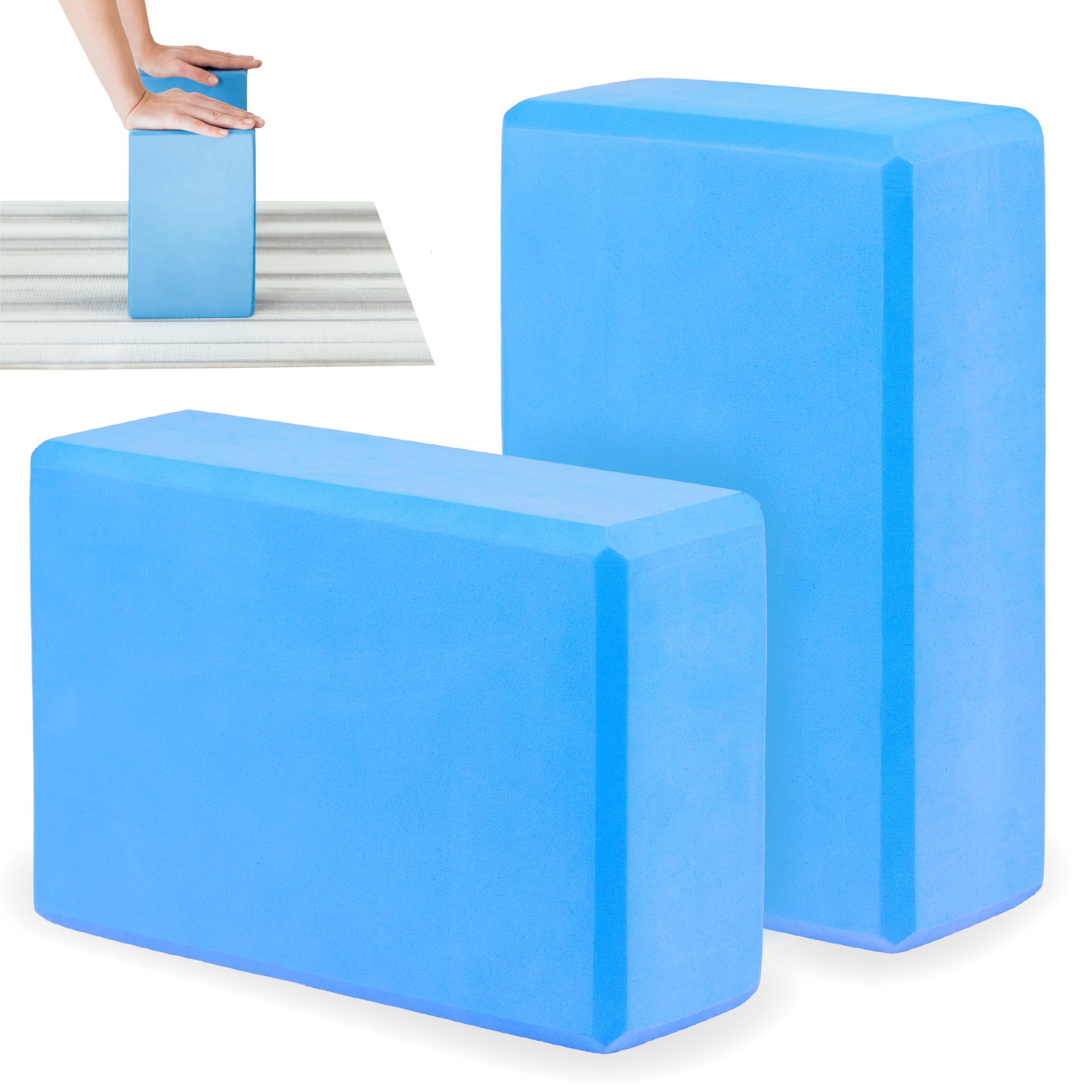 Set di mattoncini Yoga in schiuma EVA, leggeri e resistenti, antiscivolo, ideali per Pilates, stretching, meditazione e riabilitazione, Facili da pulire, adatti a principianti e avanzati BLU