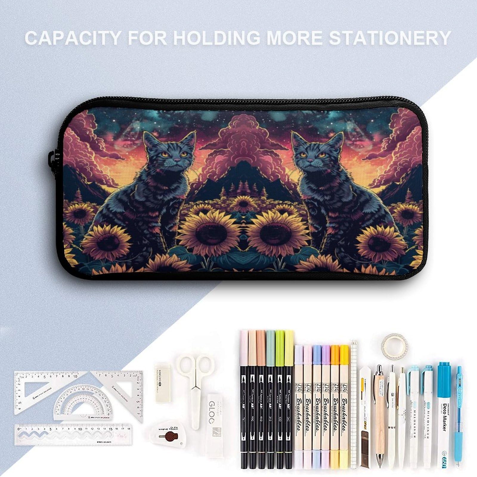 Ensemble Sac d'École Chaton CP CE1 pour Garçon Fille, Cartable Chat avec Sac Déjeuner et Trousse Élèves