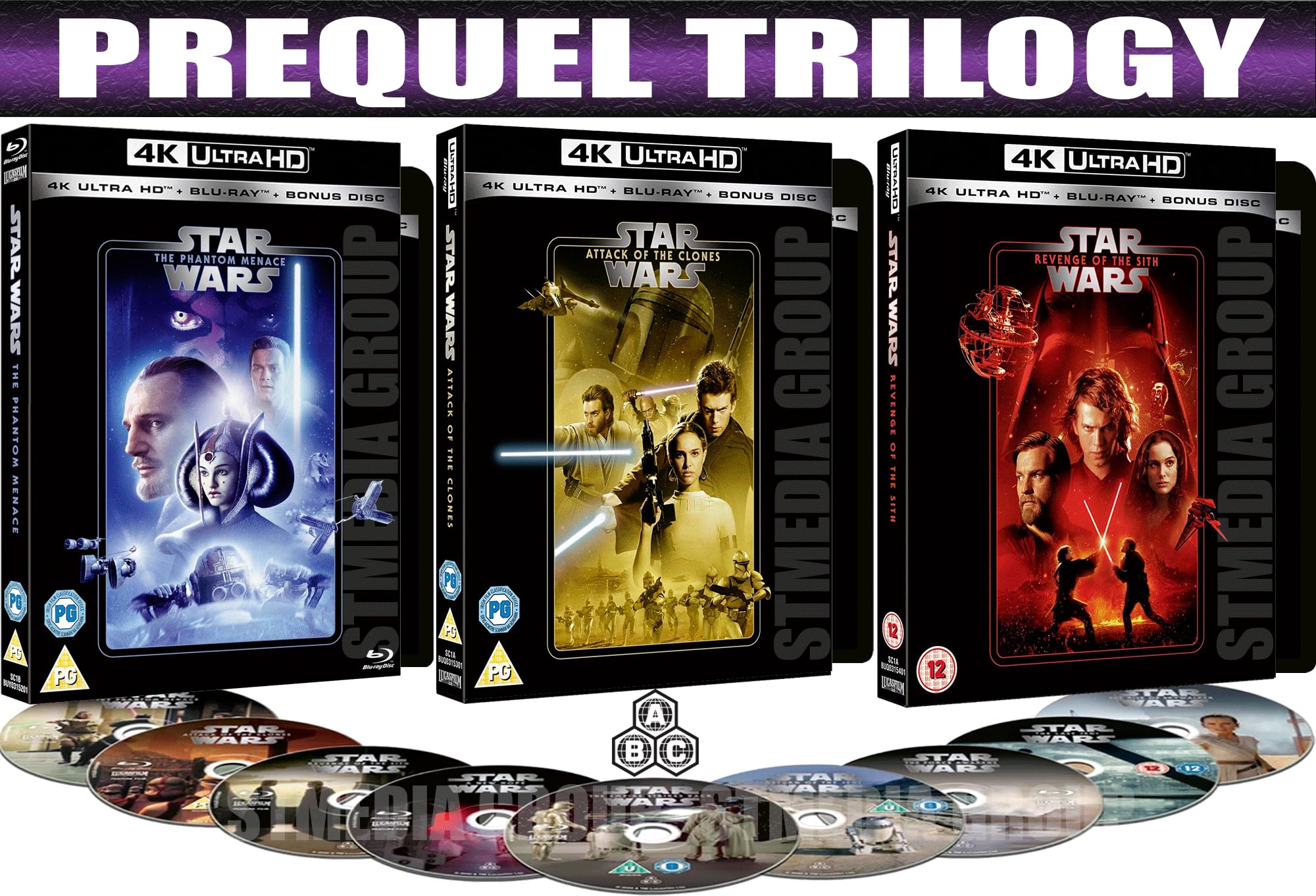 Star Wars Prequel Trilogy: Episode I - The Phantom Menace / Episode II - Attack of the Clones / Episode III - Revenge of the Sith [9-Disc Set] [4K UHD + Blu-ray] [Region Free]