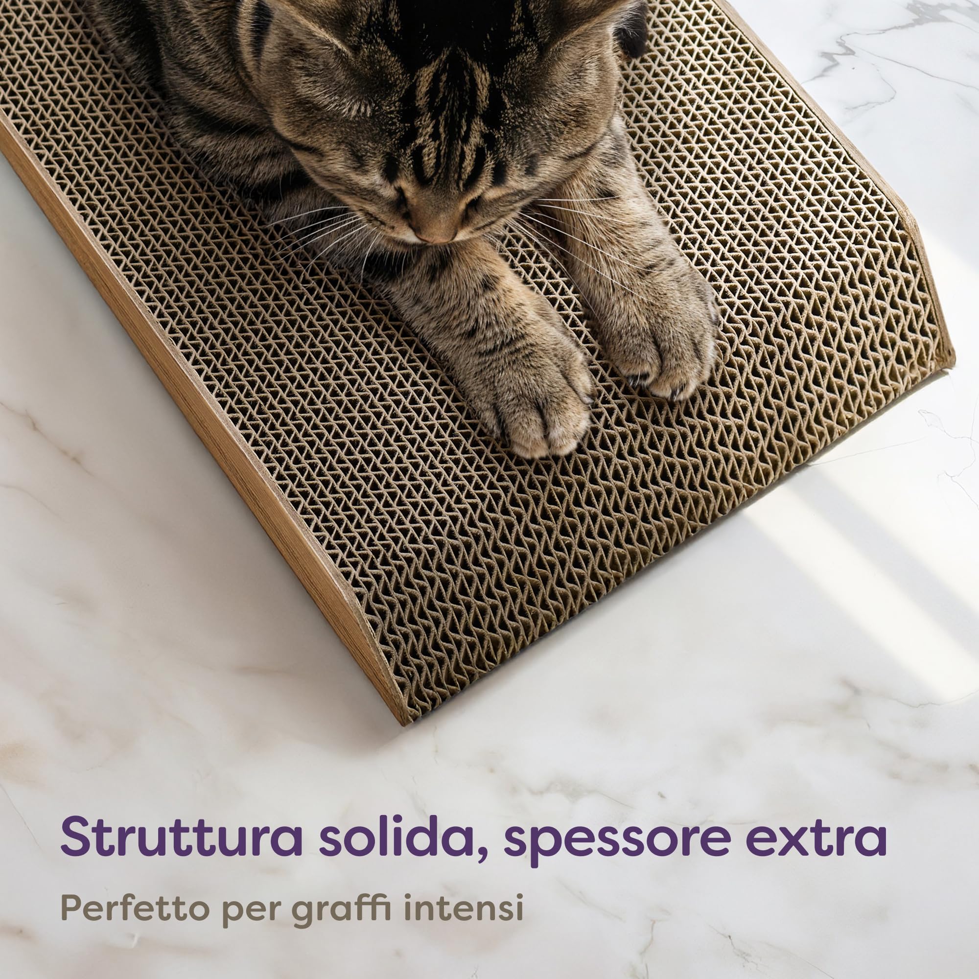 Knupis Tiragraffi Gatto 3 Pezzi XXL 75 cm – Cartone Resistente per Cura delle Unghie – Fino a 2 Anni di Utilizzo – Salvaspazio – Protegge Divani e Mobili (Mountain- Marrone)