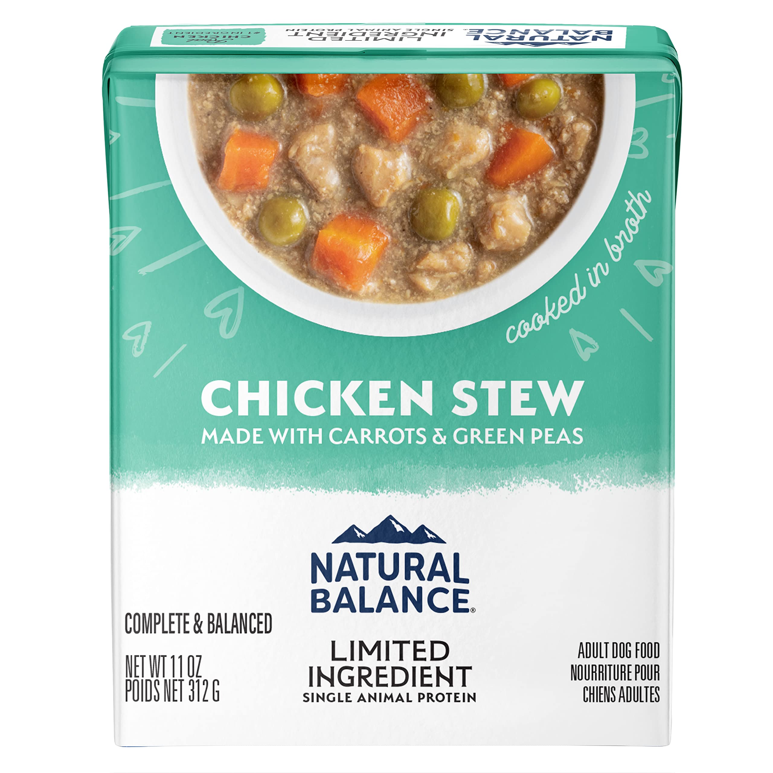 Natural Balance Limited Ingredient Adult Grain-Free Stew Wet Dog Food, Chicken with Carrots & Green Peas, 11 Ounce