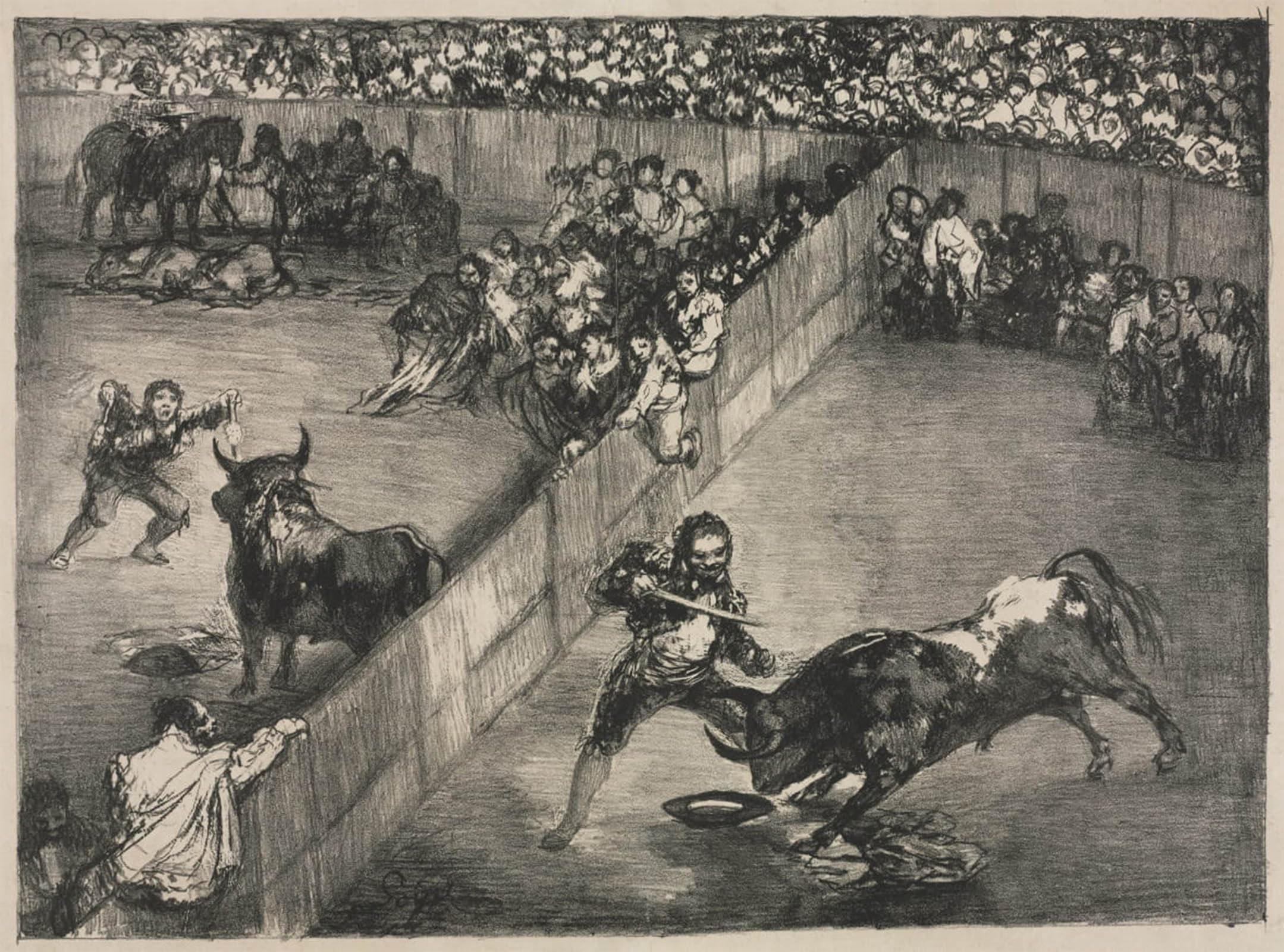 ARTXLXXBN Famous Art Print Poster Vintage Wall Art the Bordeaux fight in a Divided Ring by Francisco De Goya Canvas Art Poster for Home Decor 60x90cm
