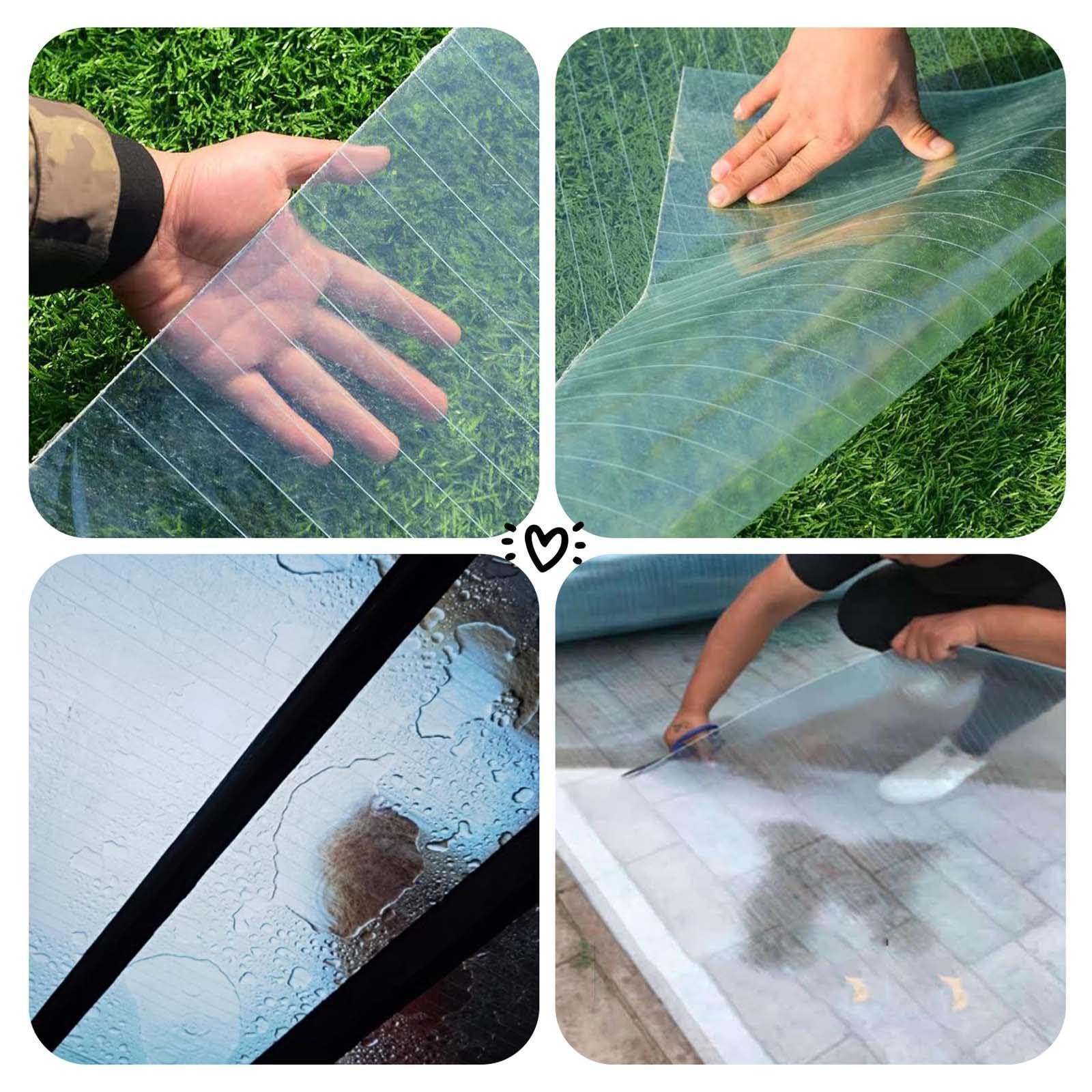 Plaques De Toiture en Polycarbonate,Feuilles De Toiture Transparents pour Serres,Panneaux De Remplacement en Plastique pour Cadres Froids,Feuilles De Fibre De Verre De 0,8mm,W×L-1×4m