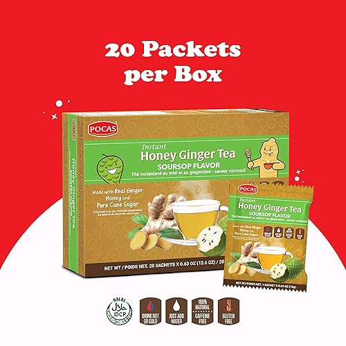 Miniatura 17 de Pocas Honey Ginger - Té instantáneo en polvo, sabor a canela, extracto de jengibre y miel real, té sin cafeína, 20 paquetes Canela/Escapada