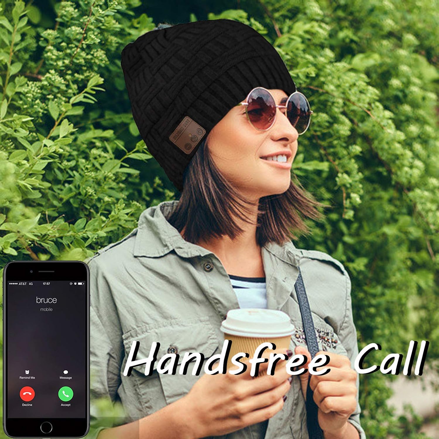 Wireless Beanie Hat for Men Women Wireless Music hat with Headphones Headset Speaker Mic Music Beanie Hat Unisex Knit Outdoor Sports Running Cap with Microphone Teens Tech Gifts - Image 3