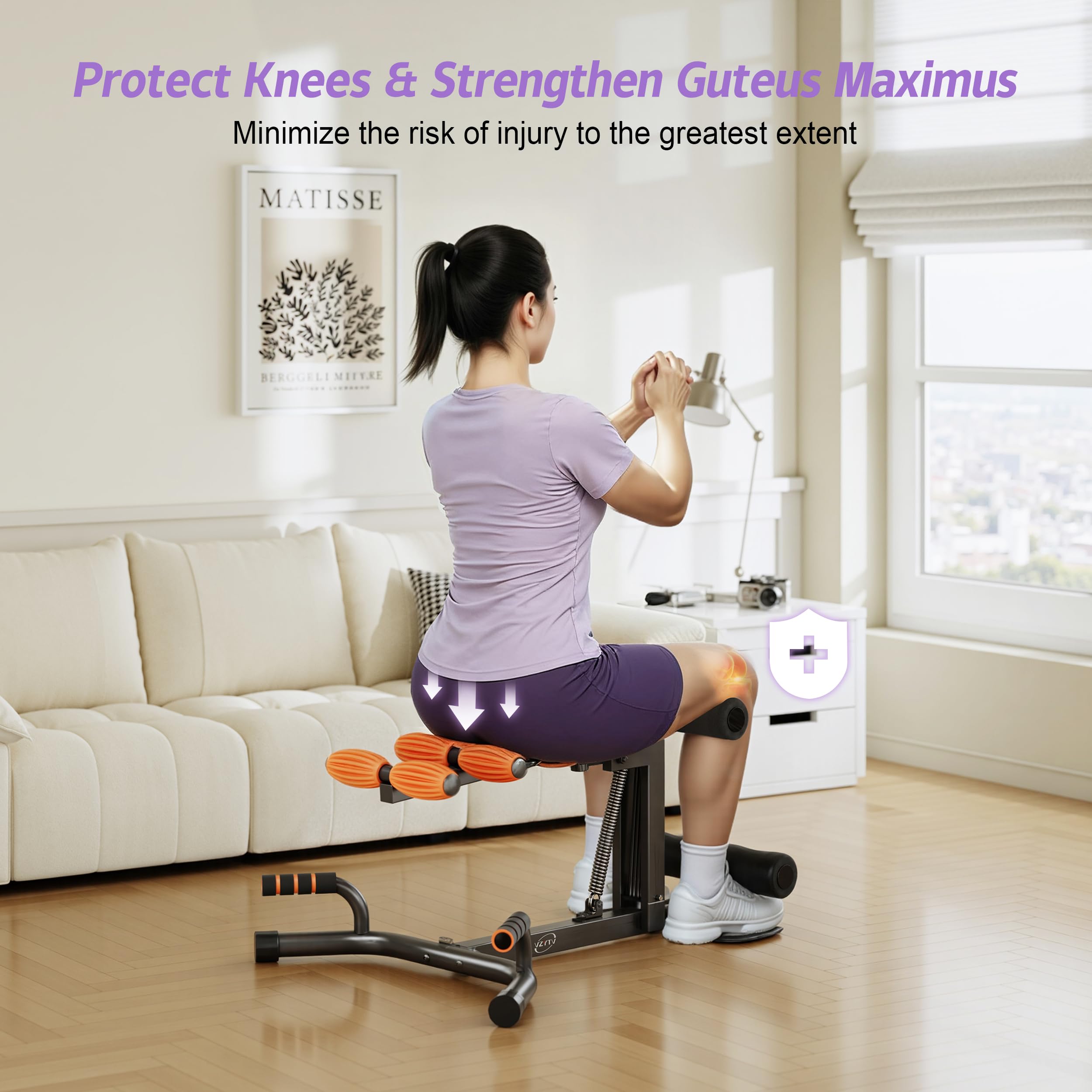 Appareil de Squat Profond, Appareil d'entraînement fessier réglable, Exercices abdominaux pour Le Bas du Corps à Faible Impact, Exercices de Pompes à Domicile, Facile à Assembler