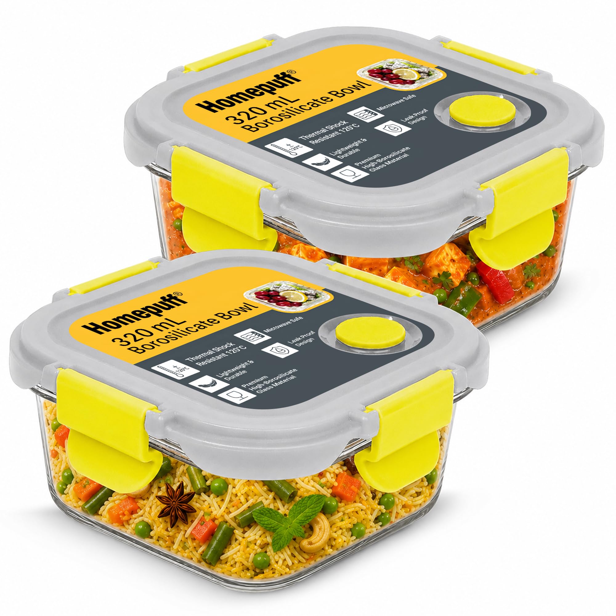 Home Puff Glass Lunch Box - Leakproof & Stackable -11