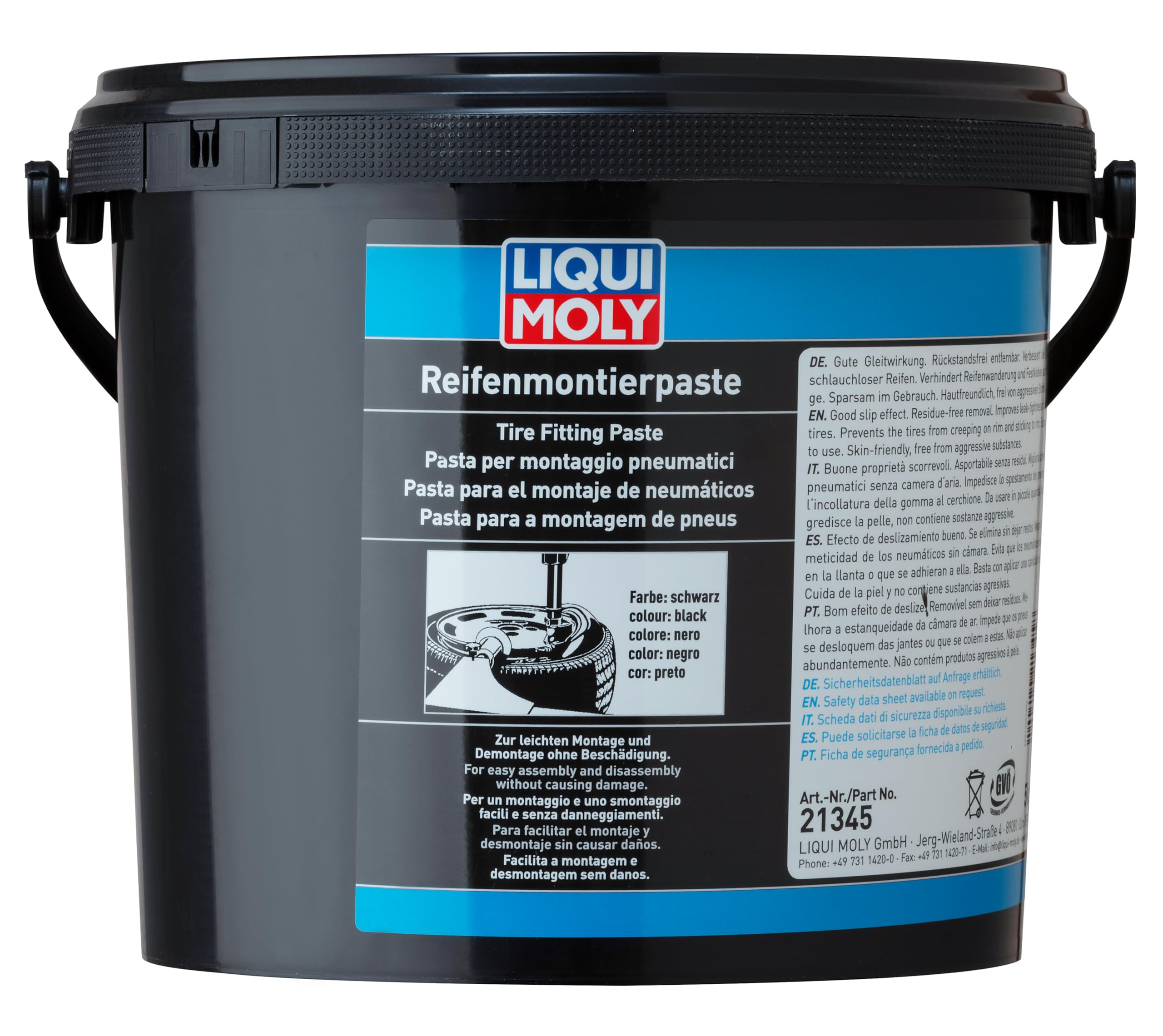 LIQUI MOLY Pasta para el Montaje de neumáticos Negra, 5 kg, Lubricantes para vehículos, 21345