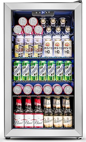 Mini refrigerador de 3.2 pies cúbicos con puerta de cristal, refrigerador de bebidas para 126 latas para bebidas, cerveza, vino, refrescos, disponible en Yaxa Costa Rica
