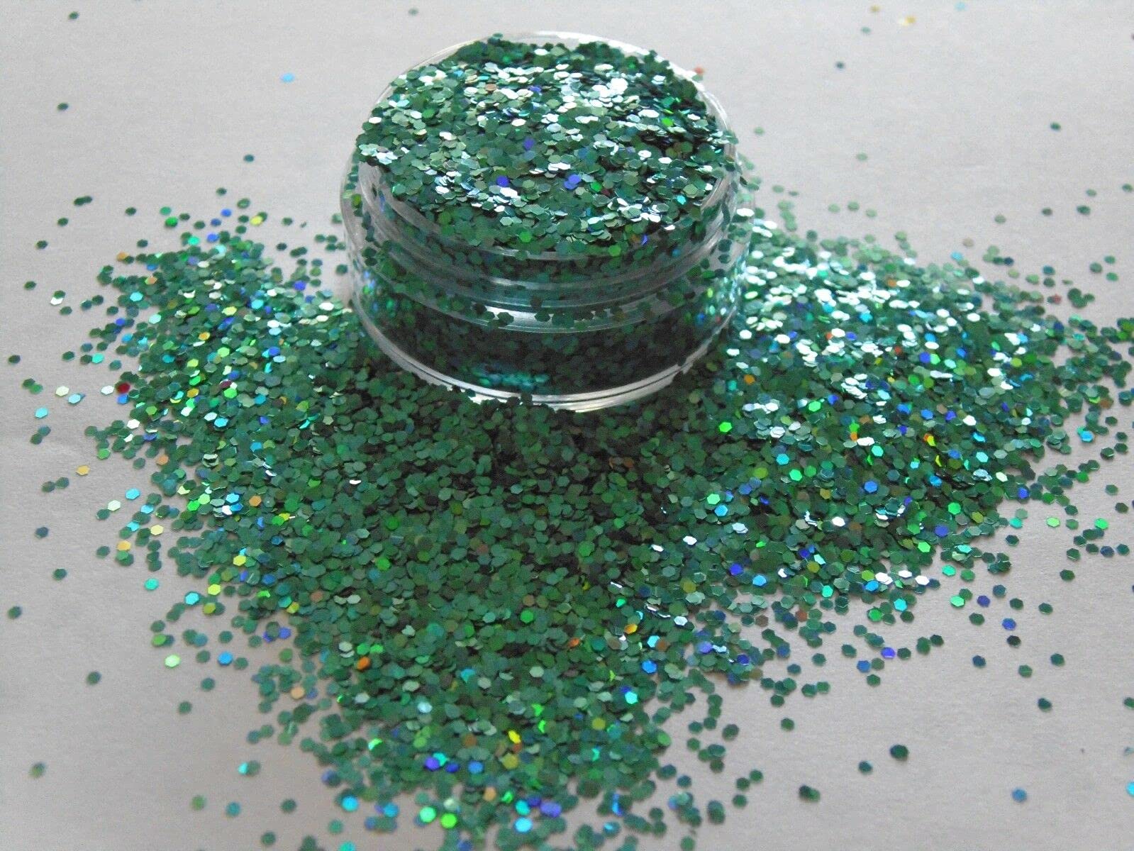 EliteKoopers 1MM Jade Green Holographic Glitter Cosmetic Chunky Nail Art Eye Festival Body Decorative Art & Craft Supply (10g)