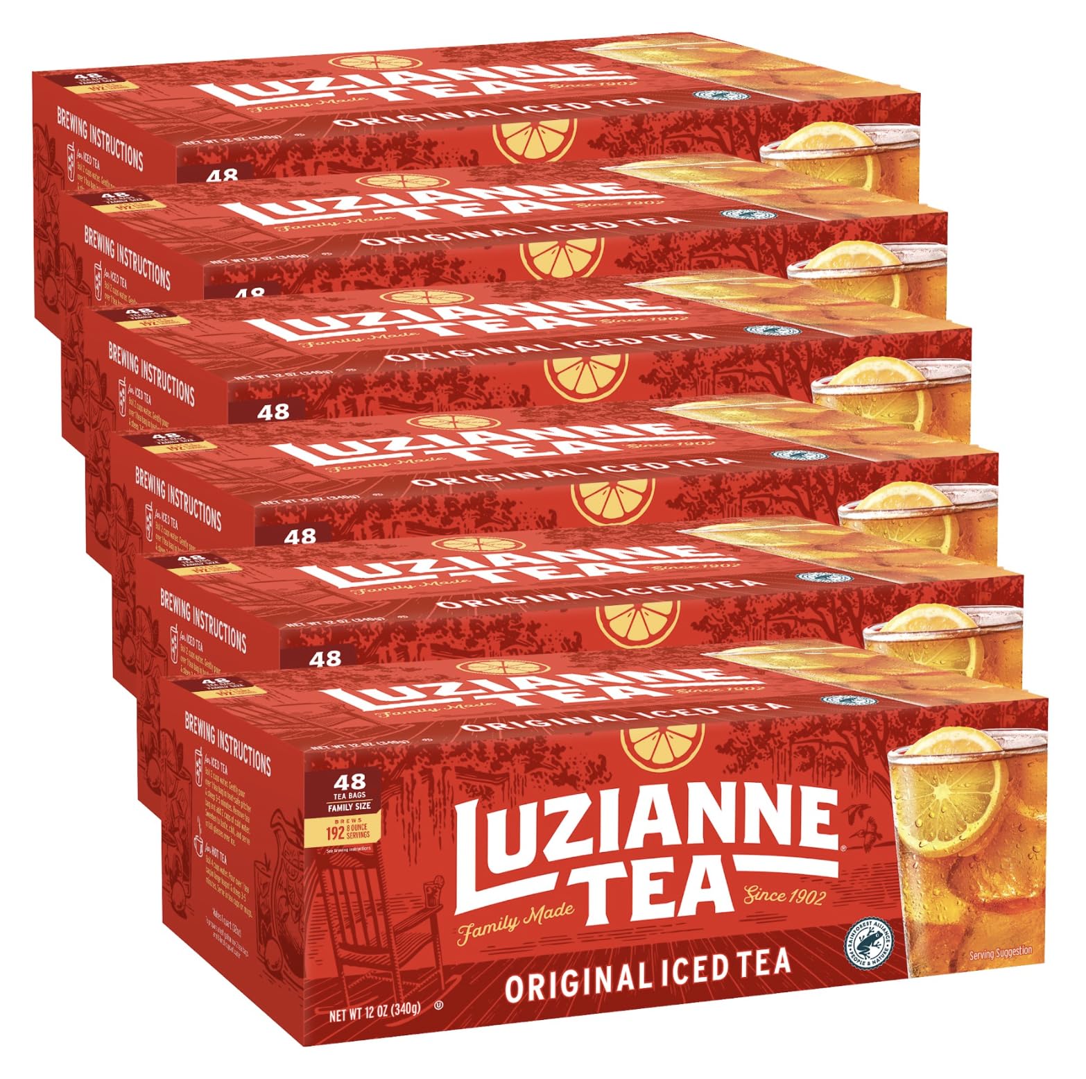 Luzianne Specially Blended For Iced Tea, Family Size, 48-Count Tea Bags (Pack Of 6)