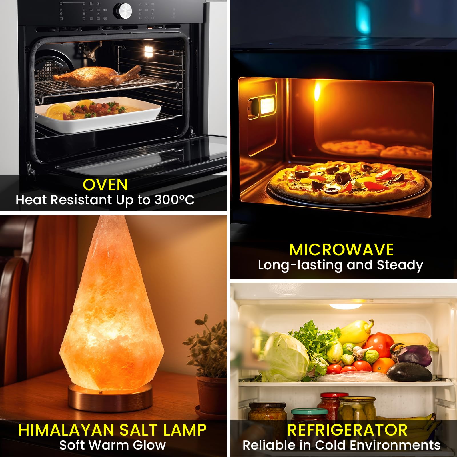 BrightWish Oven Bulb E14 25W 300°C, Salt Lamp Light Bulb, Small Screw Incandescent Bulb for Oven Microwave, Fridge - Image 4