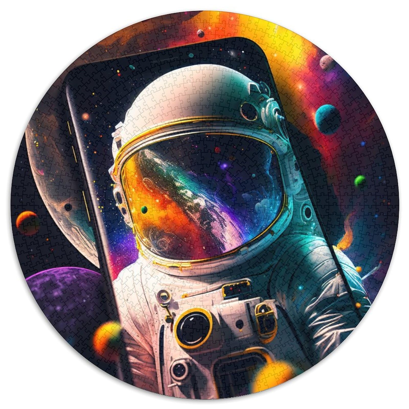 Astronaut Cardboard Round Jigsaw 1000 Pieces Puzzles for Adults Perfect for Christmas,Halloween,Easter,New Year 67.5x67.5cm — image 1