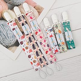 babygoal Rabbit Pacifier Clips, 6 Pack Binky Paci Holder and Leash Fits for Most Pacifiers, Binkies and Easter Gift 6PB03