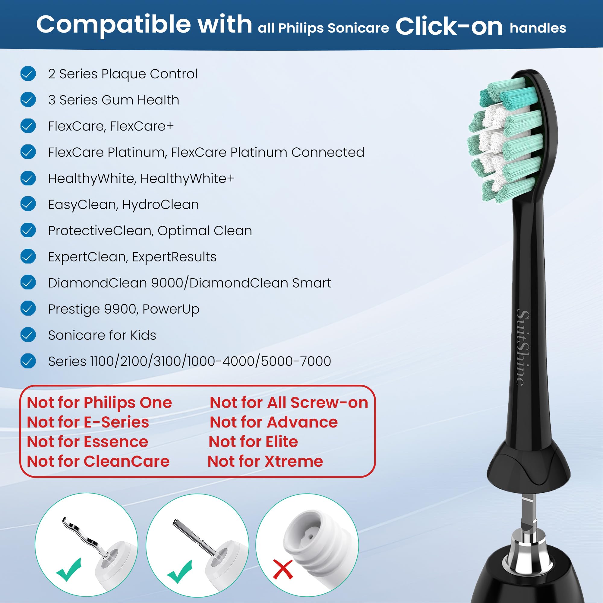 Amazon.com : SuitShine Replacement Toothbrush Heads Compatible