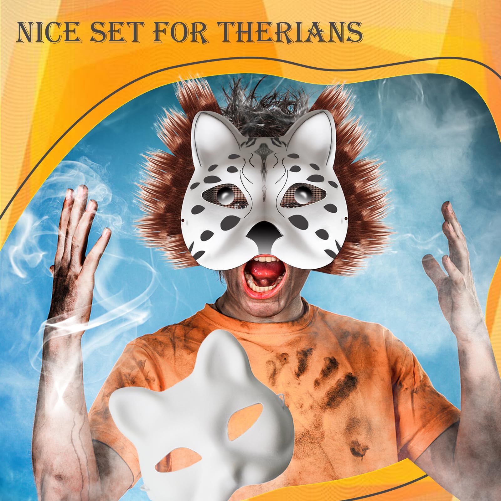 Kit De 16 Máscaras Therian Para Pintar | Incluye Máscaras De Celulosa, Lanas Y Fieltros | Ideal Para Carnaval Y Cosplay DIY