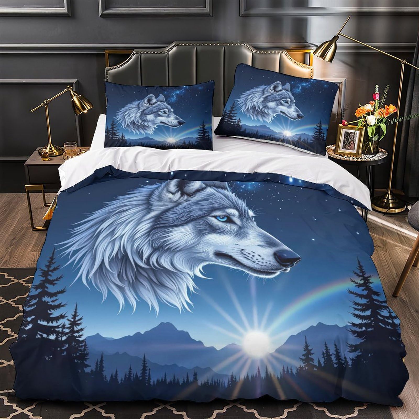 Parure de lit fille loup fantaisie pour une chambre cosy et moderne