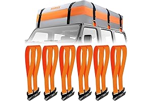 6 Pack Rooftop Cargo Tie Down Hook Straps: Secure Any Car Roof...