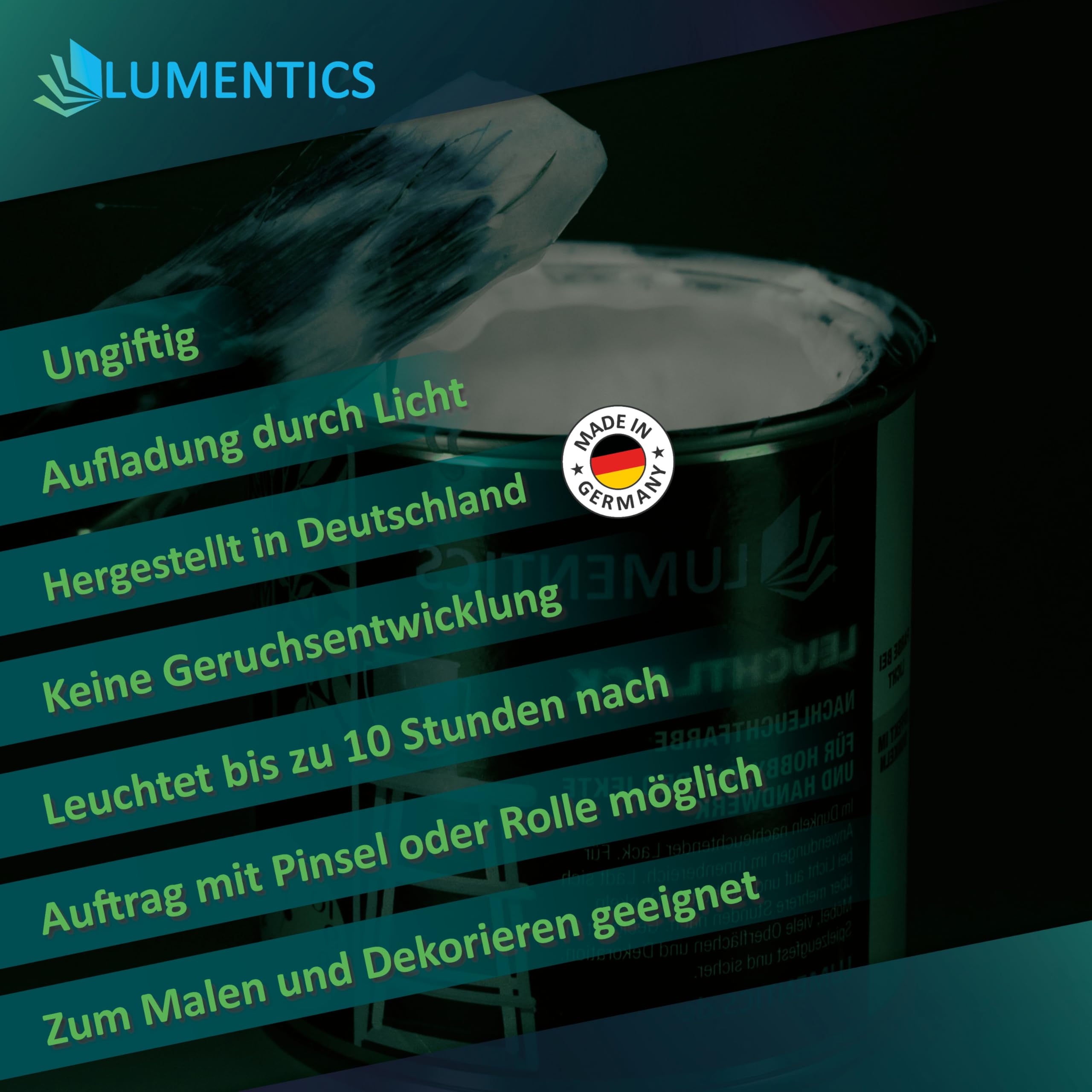 LUMENTICS Vernis lumineux blanc 250 ml – Peinture phosphorescente pour